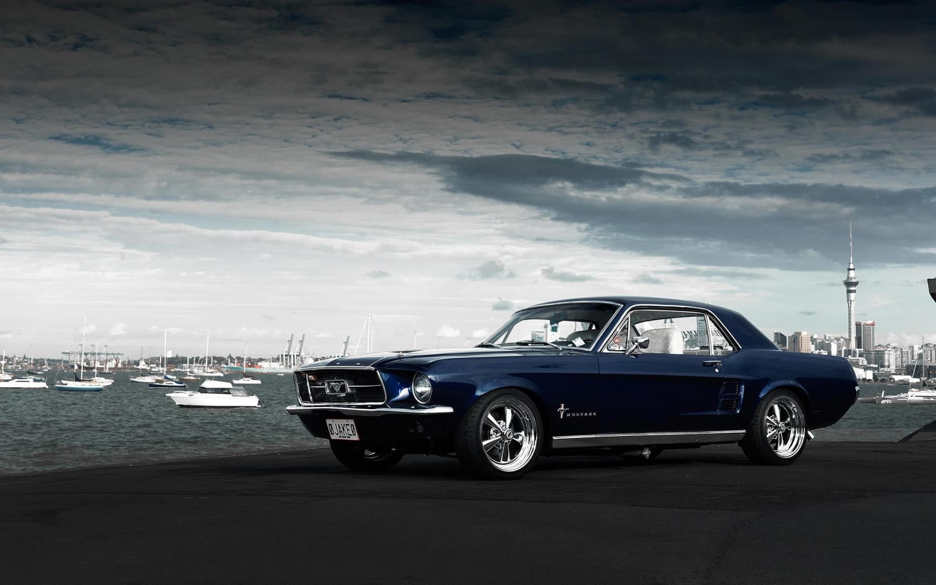Ford Mustang, transportation, car, city, no people, land vehicle, outdoors, 1080P, Ford, mustang, street, day, mode of transportation, travel, sky, cloud - sky, HD Wallpaper