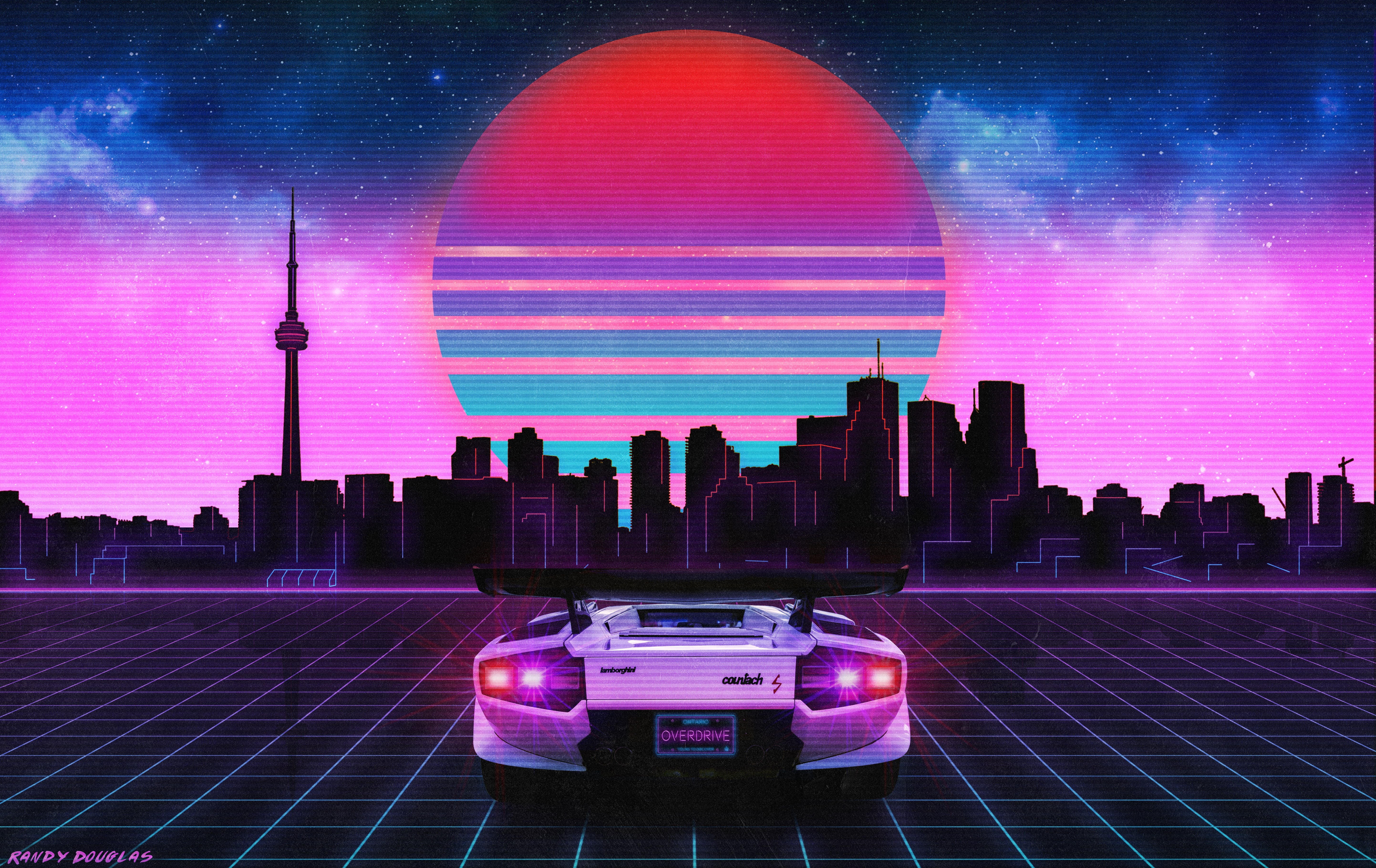 office building exterior, Music, financial district, outdoors, The sky, car, no people, Synth-pop, Sinti, nature, technology, Lamborghini, digital composite, HD Wallpaper