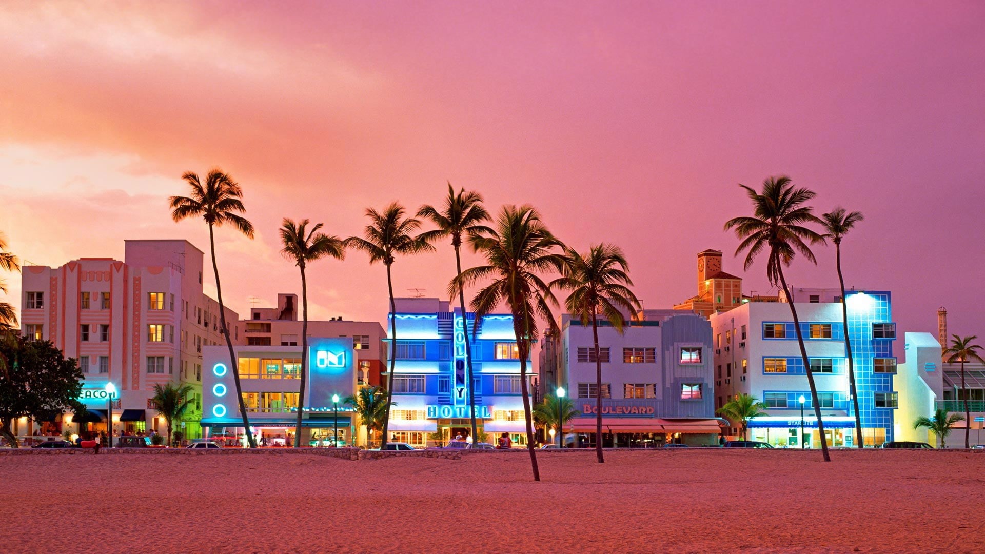 FL, Miami, 1080P, Ocean Drive, home, street, USA, HD Wallpaper
