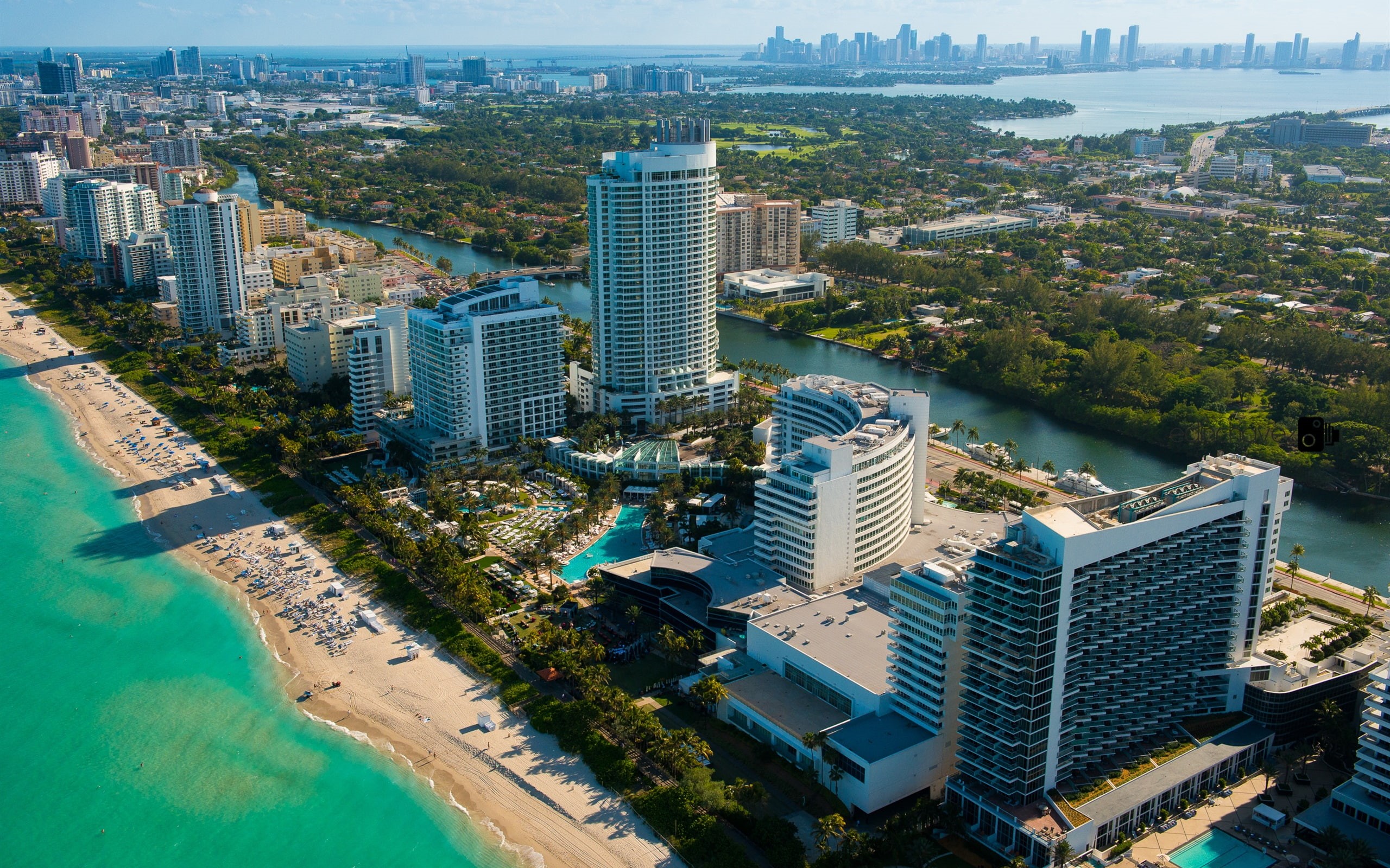 USA, City, River, Sea, Beach, 2K, Miami, Scenery, Skyscrapers, Florida, HD Wallpaper