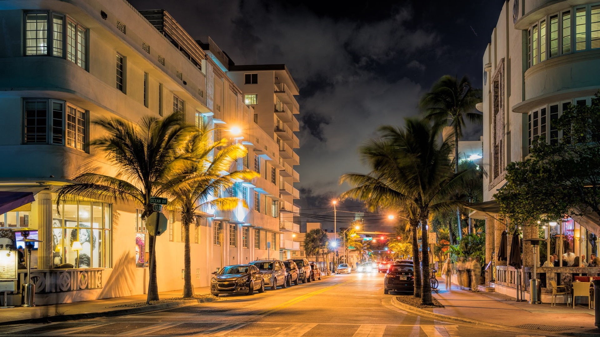 USA, City, Miami, Street, 1080P, Evening, Florida, Lights, HD Wallpaper