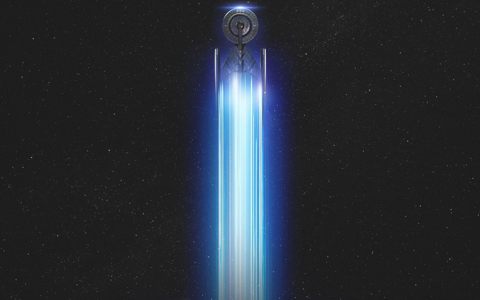 1080P, spaceship, star field, blue, night, nature, science fiction, power supply, gray, fuel and power generation, star, illuminated, electricity, Star Trek, HD Wallpaper