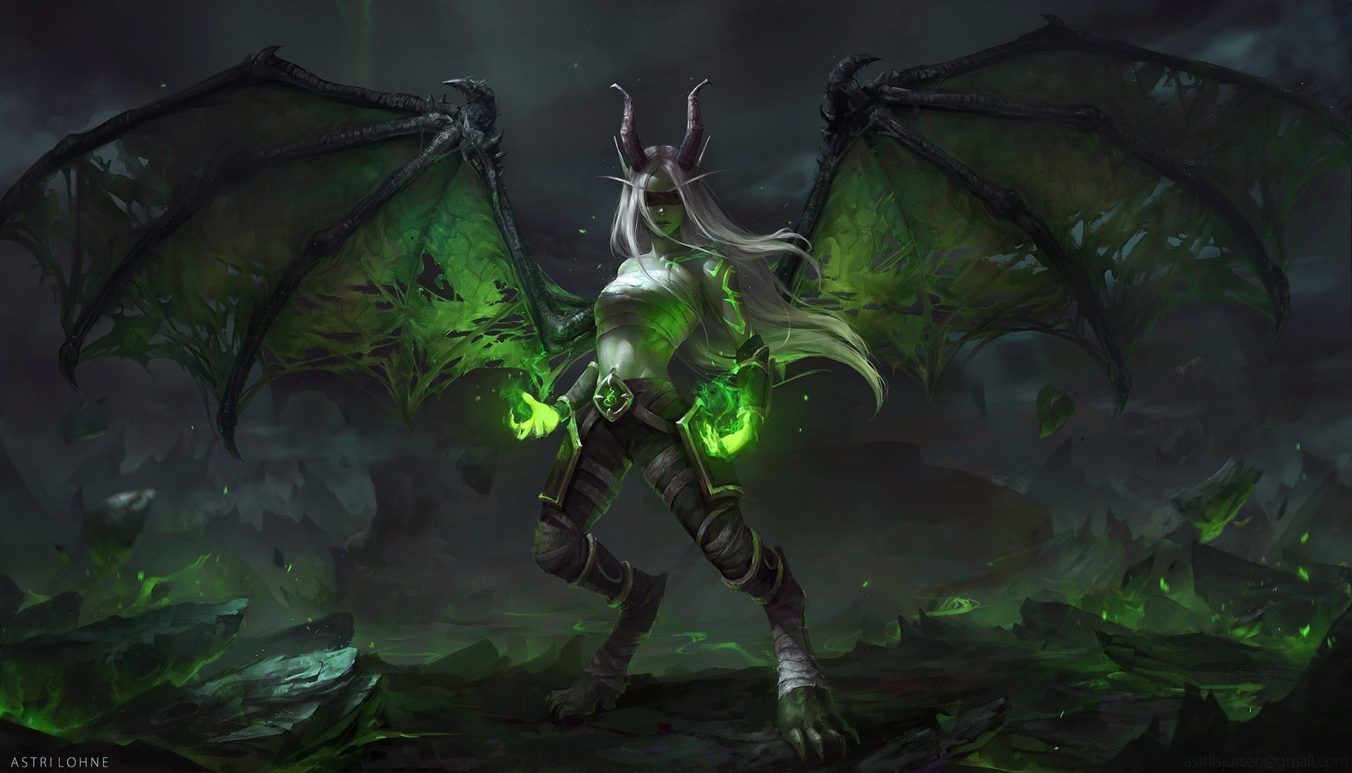 magic, Demon Hunter, wings, 1080P, demon, illidari, video games, HD Wallpaper