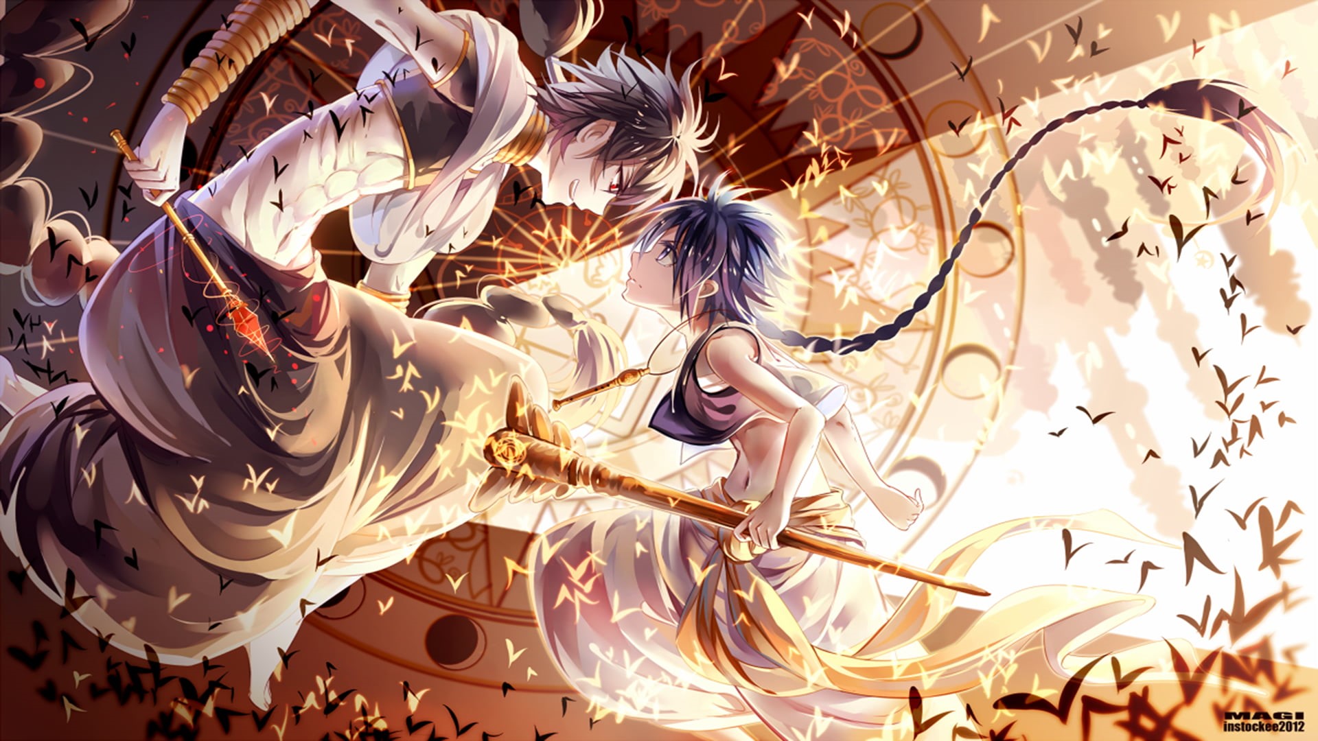 indoors, low angle view, leisure activity, anime, art and craft, one person, women, day, Magi: The Labyrinth of Magic, 1080P, representation, architecture, HD Wallpaper