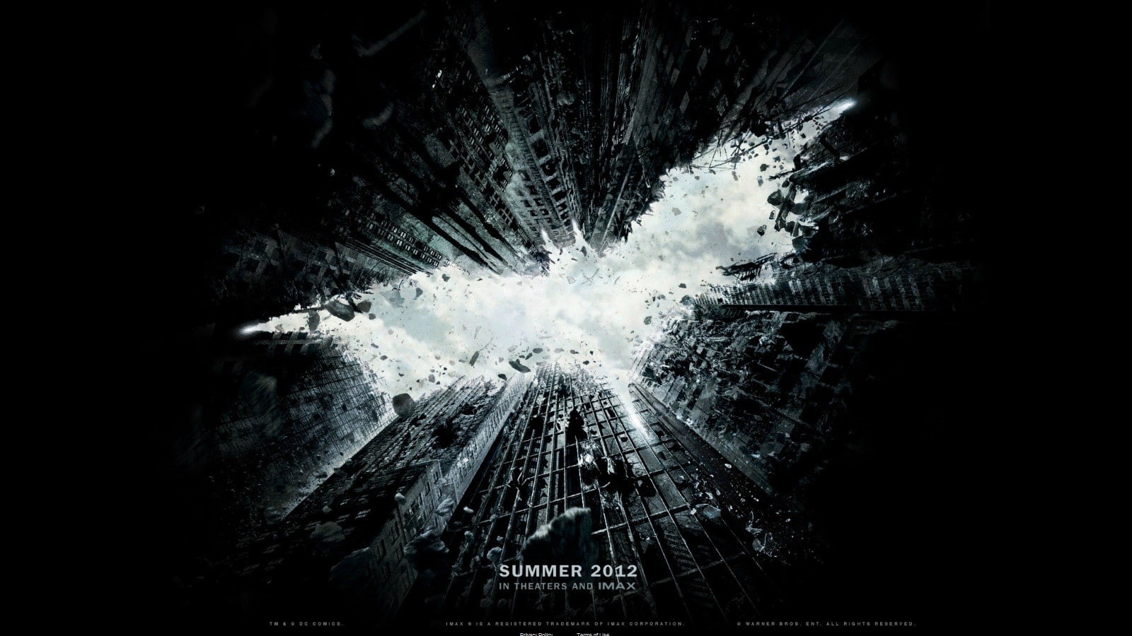 fictional, The Dark Knight Rises, simple background, sky, movie poster, black background, 720P, simple, Batman, minimalism, clouds, ruin, rock, skyscraper, HD Wallpaper