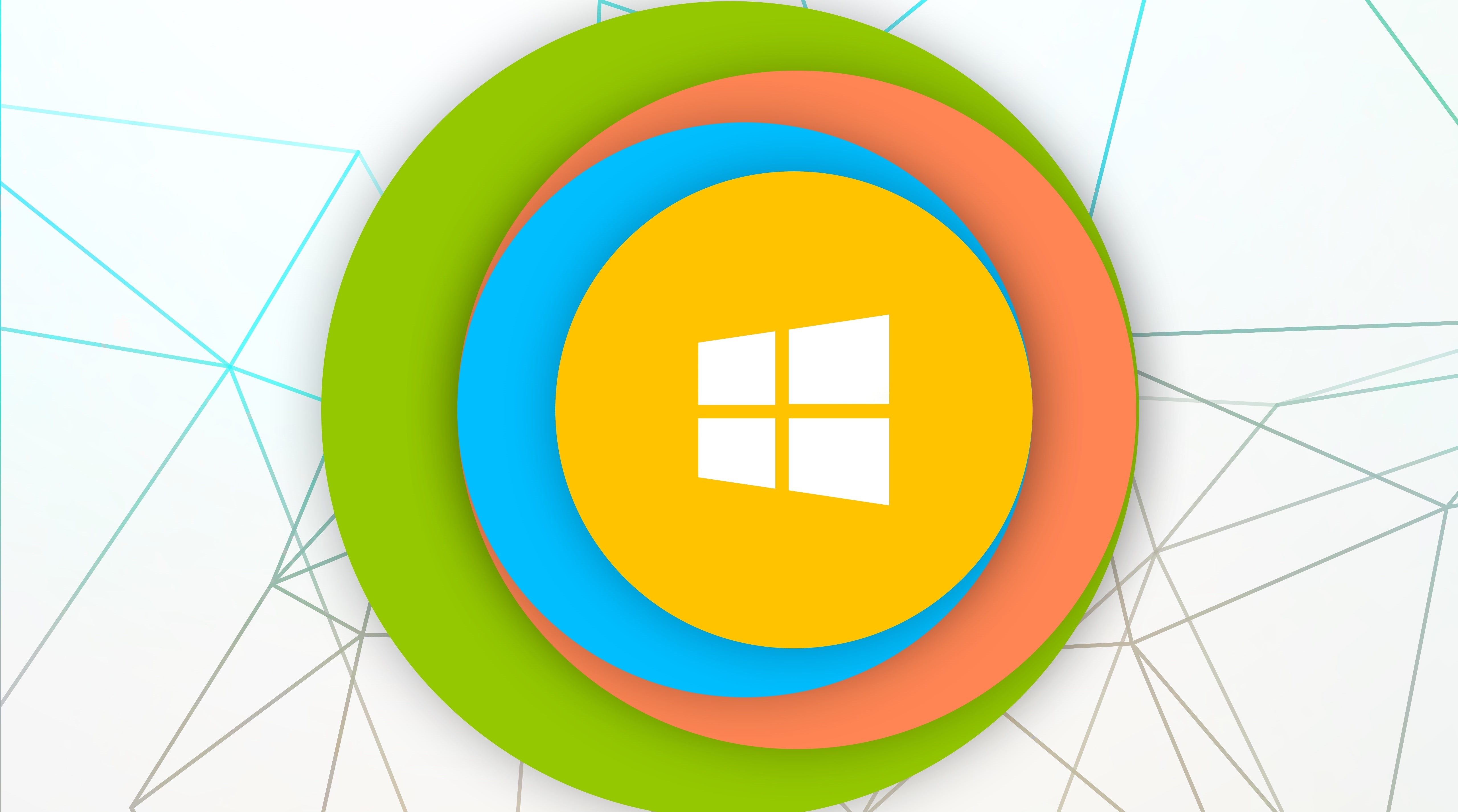 sky, art, logo, outdoors, symbol, no people, microsoft, design, yellow, shape, pattern, low angle view, close-up, circle, 5K, nature, multi colored, Windows 10, HD Wallpaper