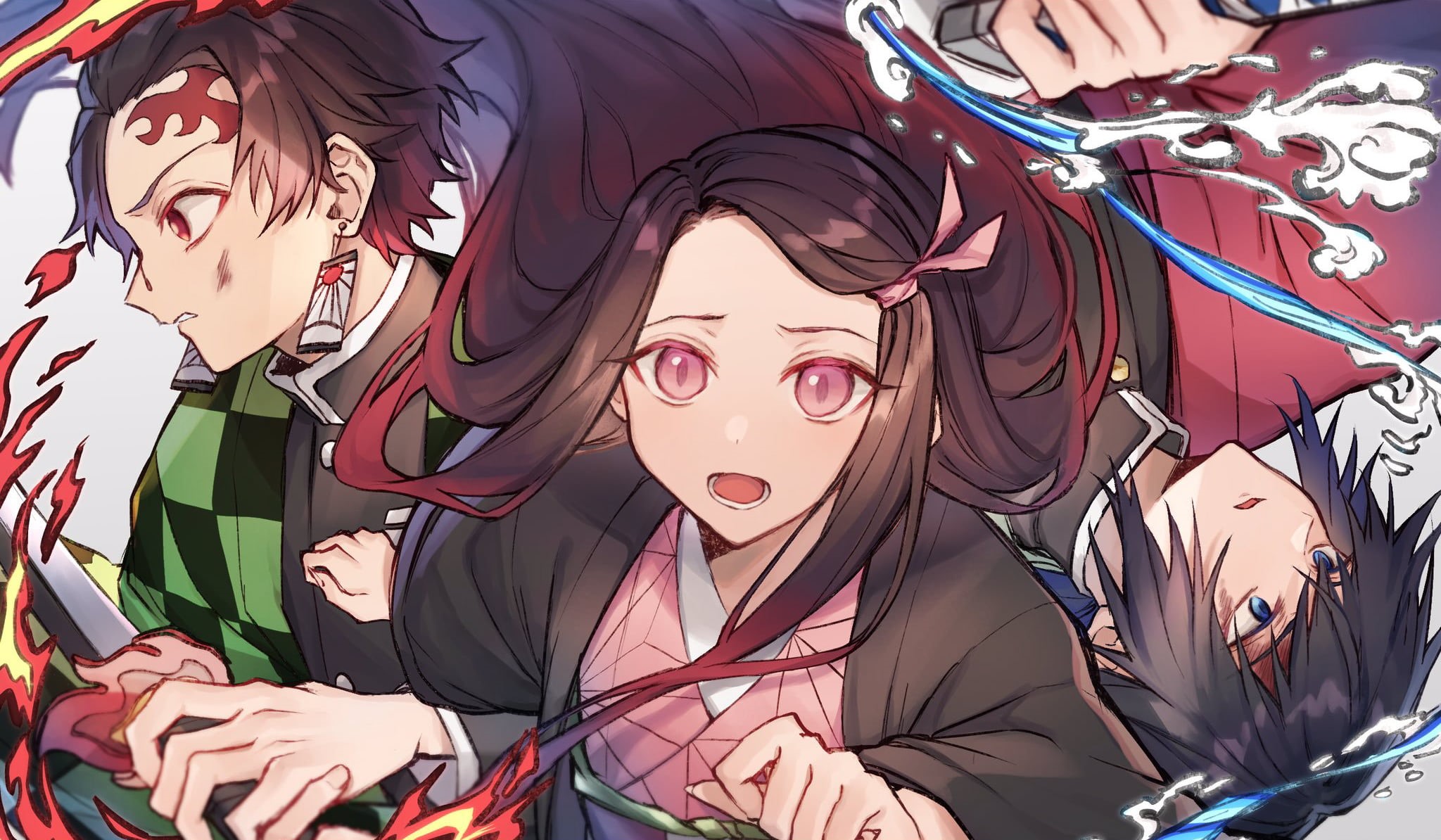 Demon Slayer: Kimetsu no Yaiba, Tanjirou Kamado, Anime, 1080P, Nezuko Kamado, Giyuu Tomioka, HD Wallpaper