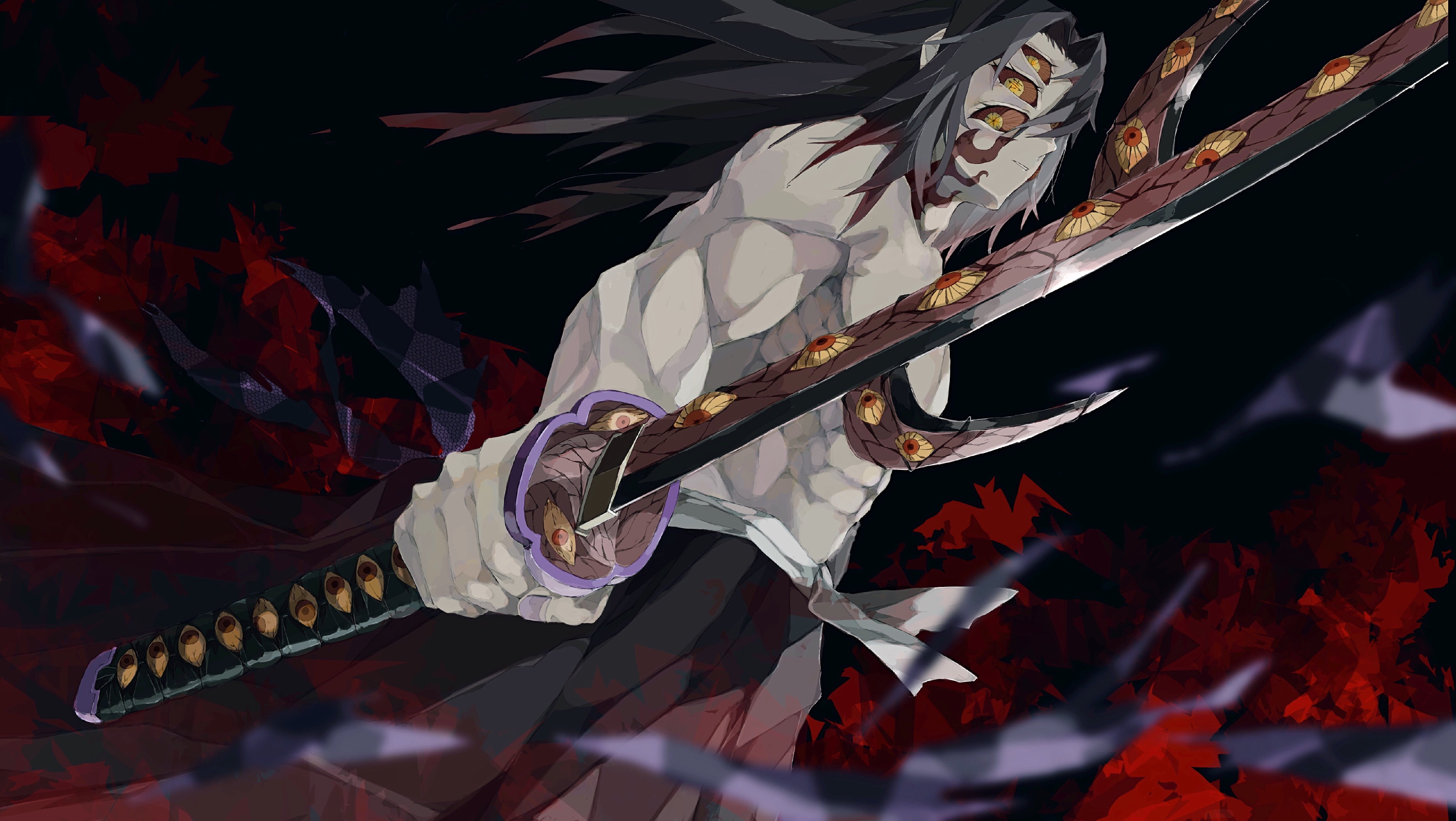 Kokushibou (Demon Slayer), Demon Slayer: Kimetsu no Yaiba, Anime, 4K, HD Wallpaper
