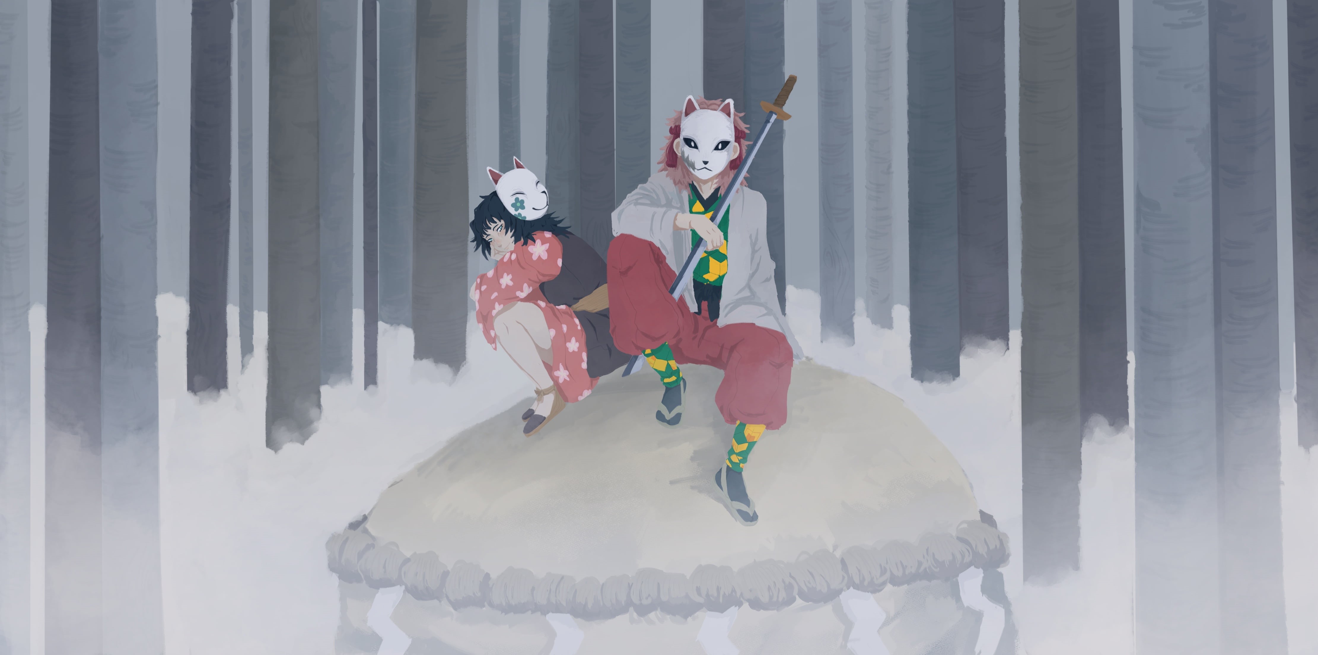 Sabito (Demon Slayer), Demon Slayer: Kimetsu no Yaiba, Anime, Makomo (Demon Slayer), 4K, HD Wallpaper