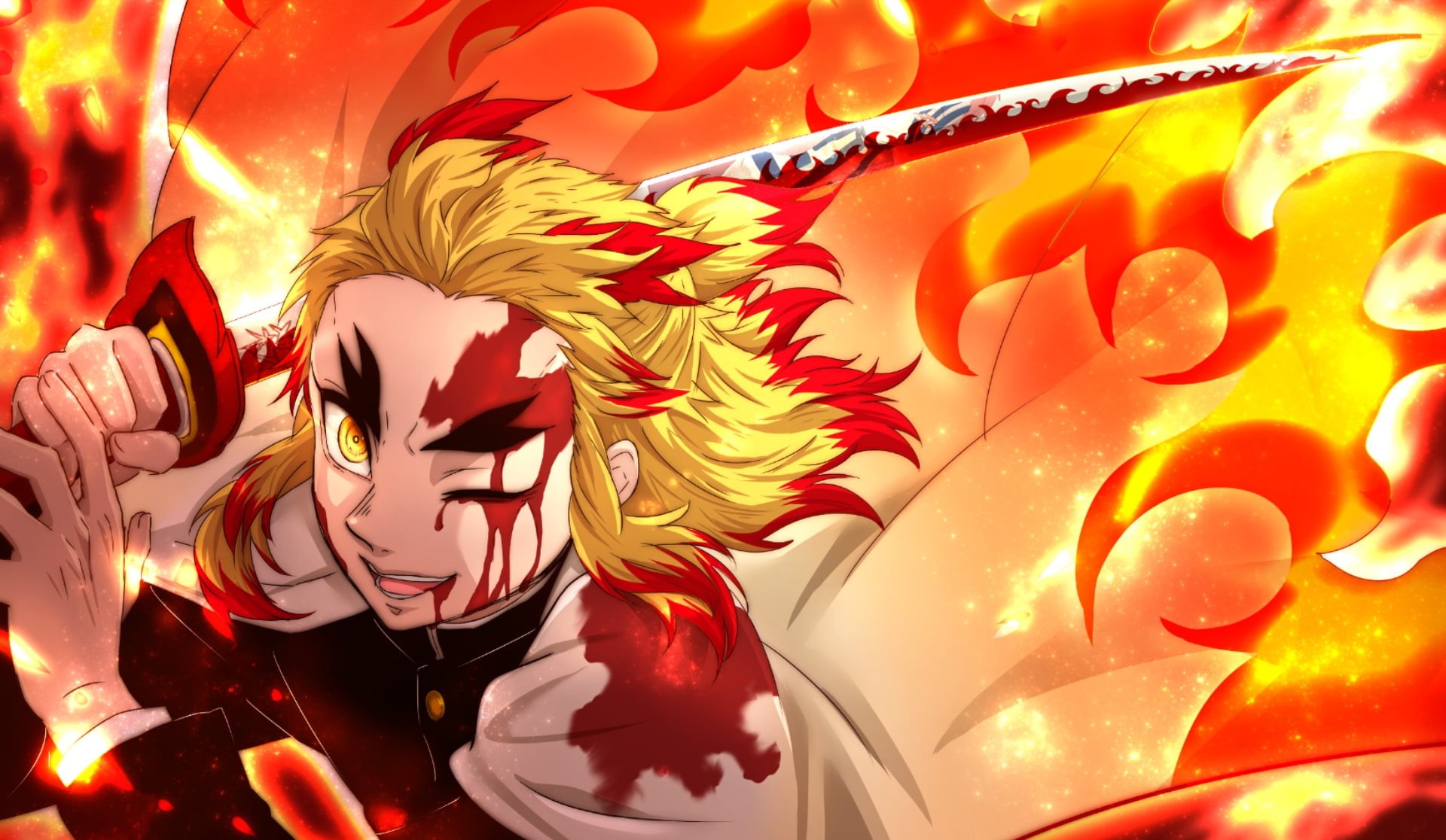 Kyojuro Rengoku, Demon Slayer: Kimetsu no Yaiba, Anime, 1080P, HD Wallpaper