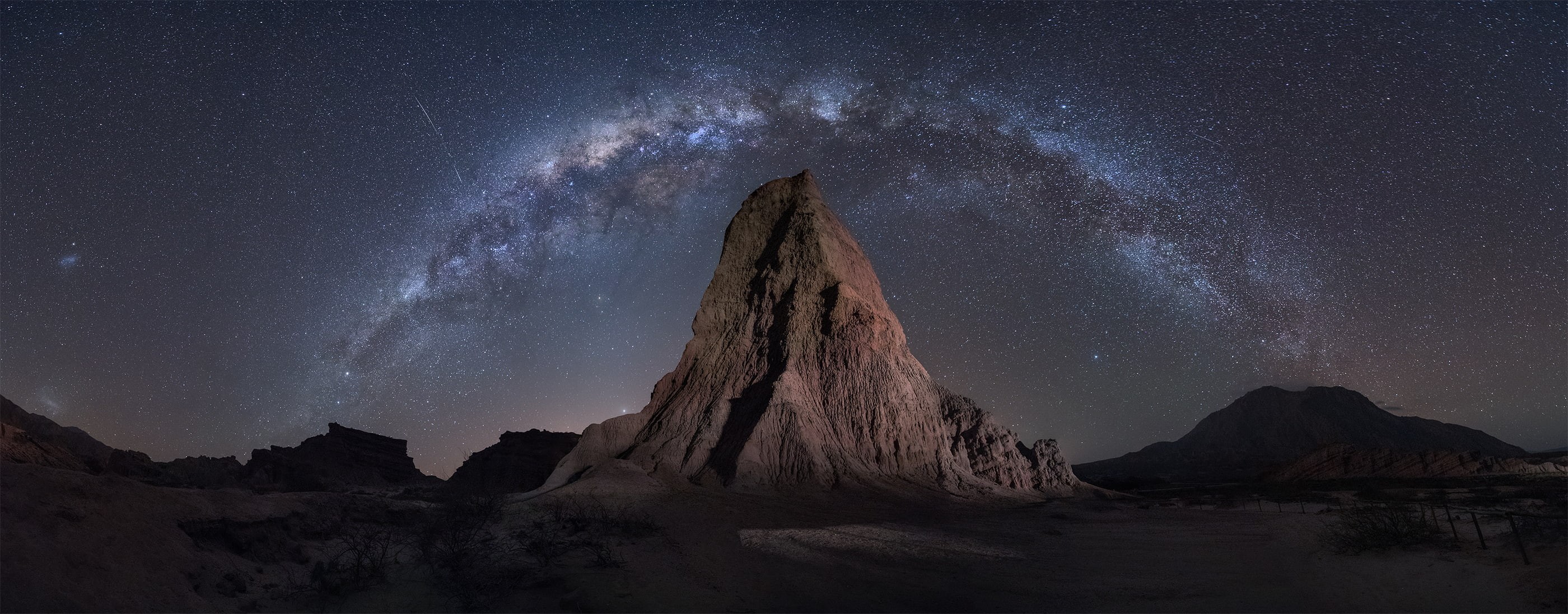 Milky Way, nature, photography, dual monitors, night, stars, landscape, 2K, HD Wallpaper