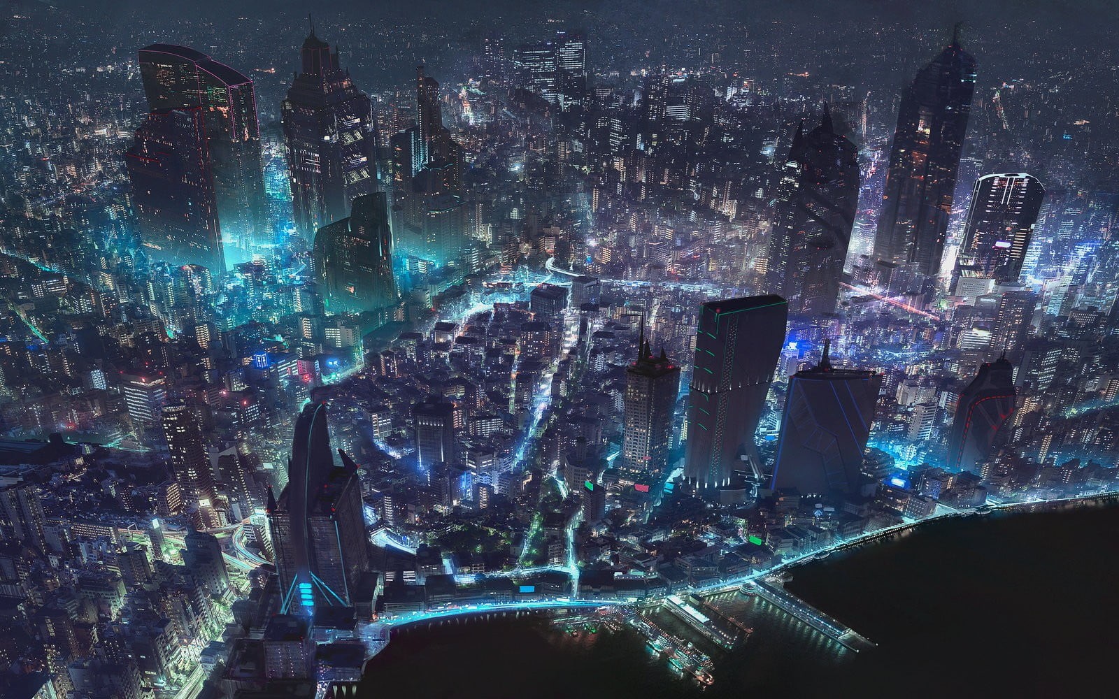crowd, outdoors, 720P, city, glowing, tower, communication, view, built structure, photography, light - natural phenomenon, night, digital art, building, HD Wallpaper
