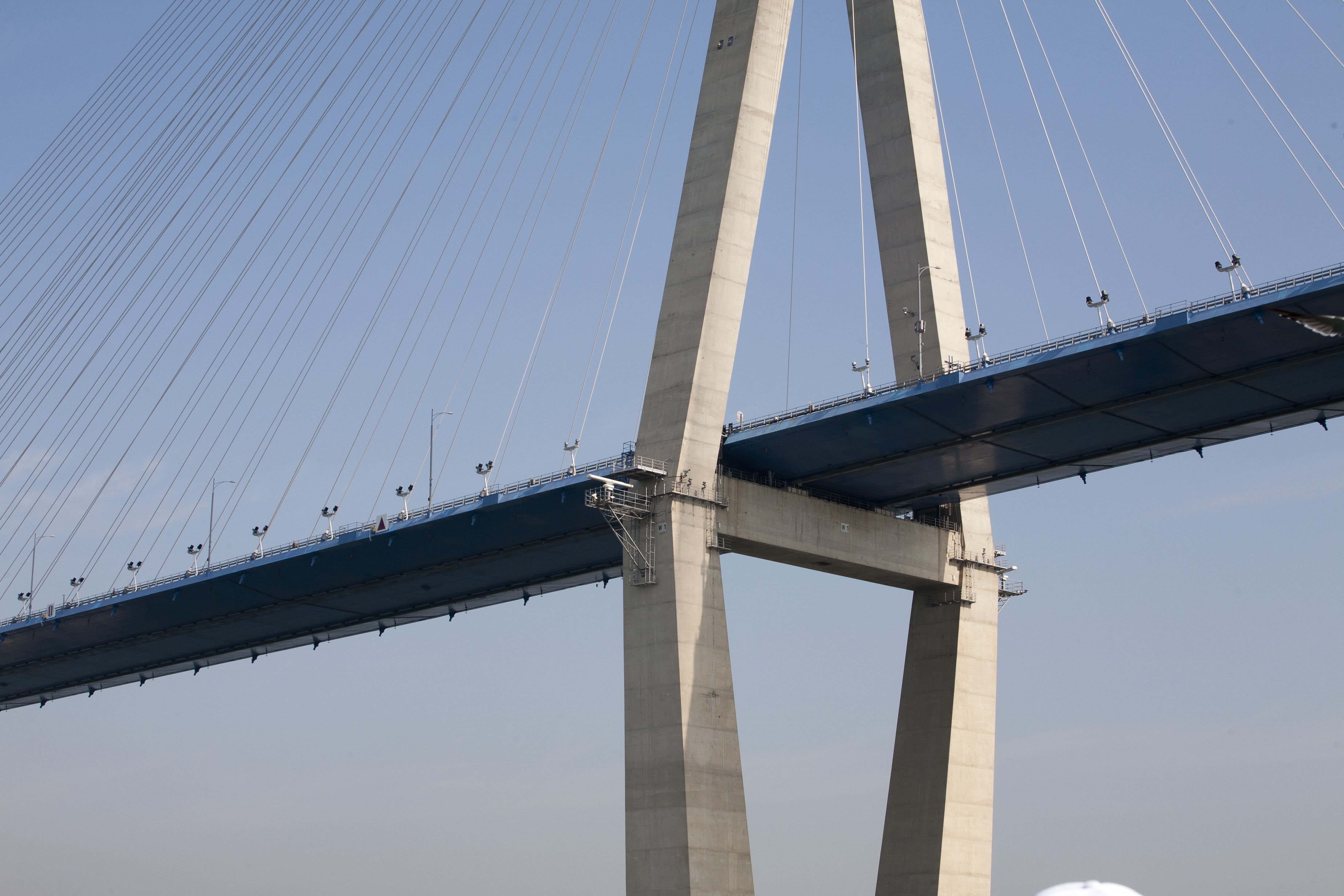 tourism, suspension bridge, sea, nature, girder, travel destinations, travel, connection, bridge - man made structure, outdoors, 4K, engineering, west sea, HD Wallpaper