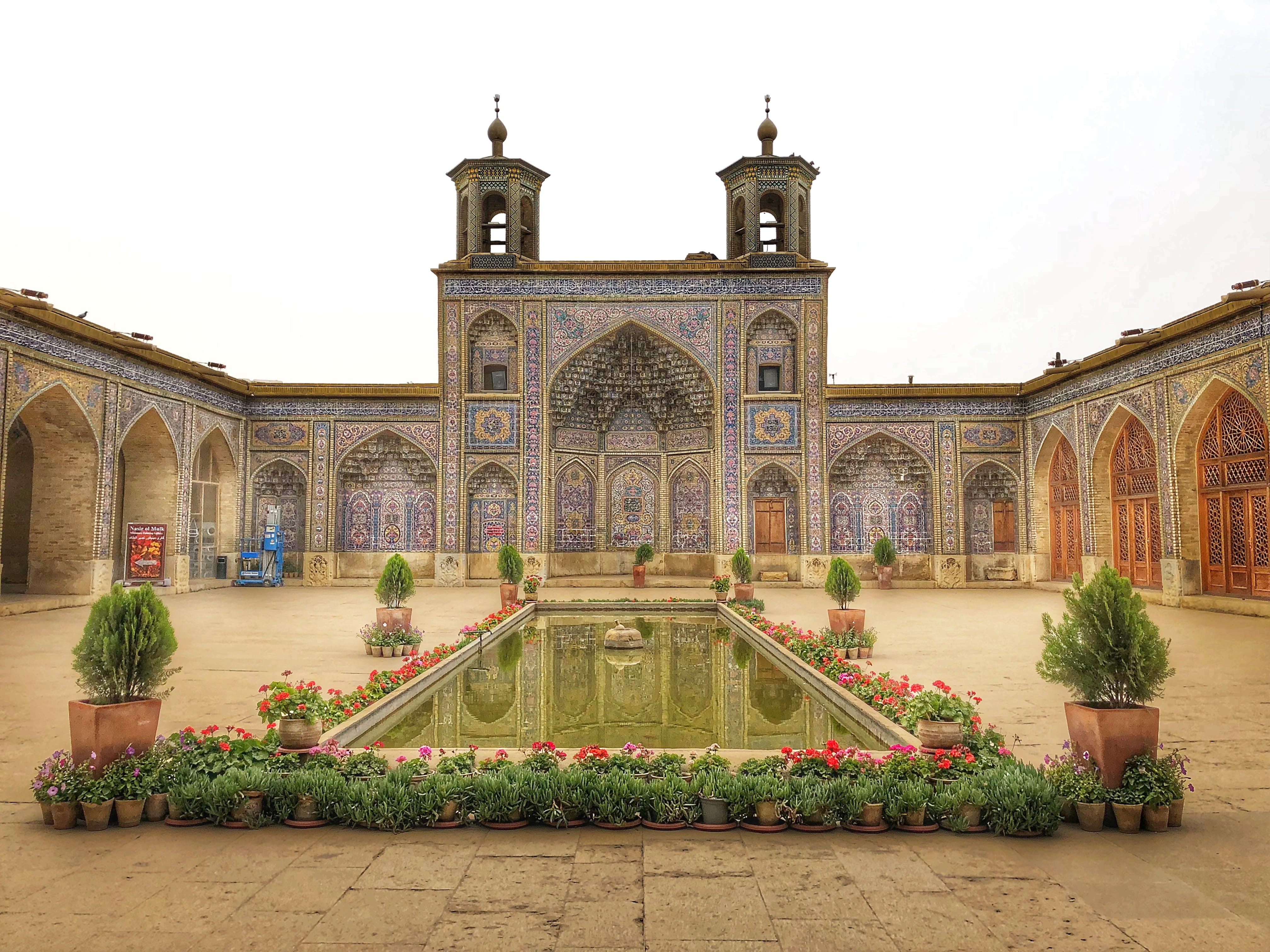 shiraz, faith, nasir ol fluid, sky, spirituality, islam, building, hedge, reflections, place of worship, 4K, the past, mosque, muslim, belief, arch, iran, HD Wallpaper
