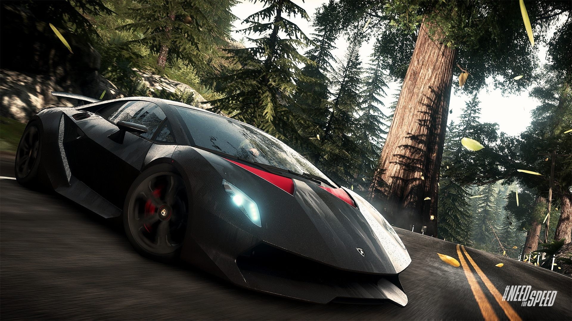blurred motion, tree, transportation, no people, video games, motion, 1080P, game, mode of transportation, Lamborghini Sesto Elemento, outdoors, day, travel, HD Wallpaper