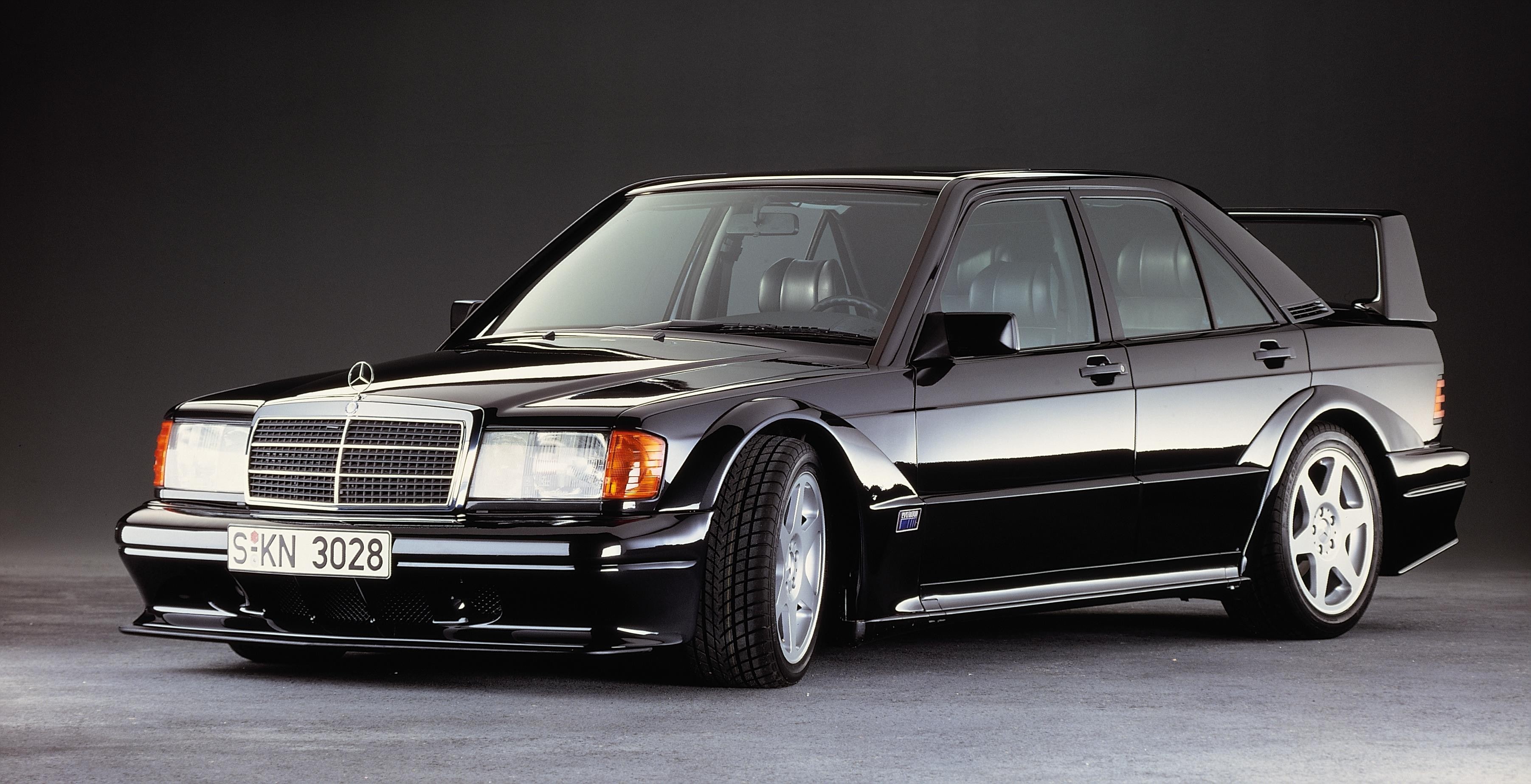Mercedes-Benz, black background, 190e, silver colored, vintage car, headlight, wheel, studio shot, mode of transportation, retro styled, car, motor vehicle, HD Wallpaper