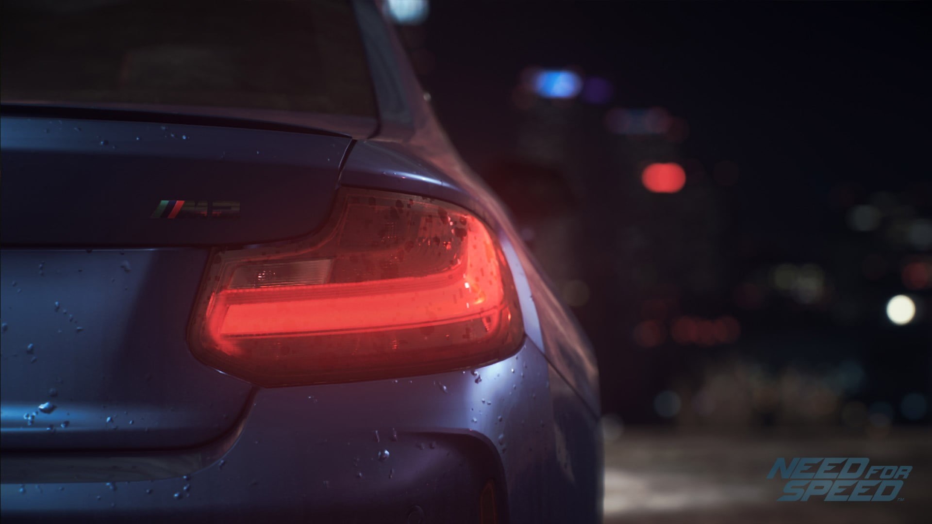 BMW M2, headlight, city street, Need for Speed, street, transportation, lighting equipment, 1080P, land vehicle, M2, car, BMW, road, city, mode of transportation, HD Wallpaper