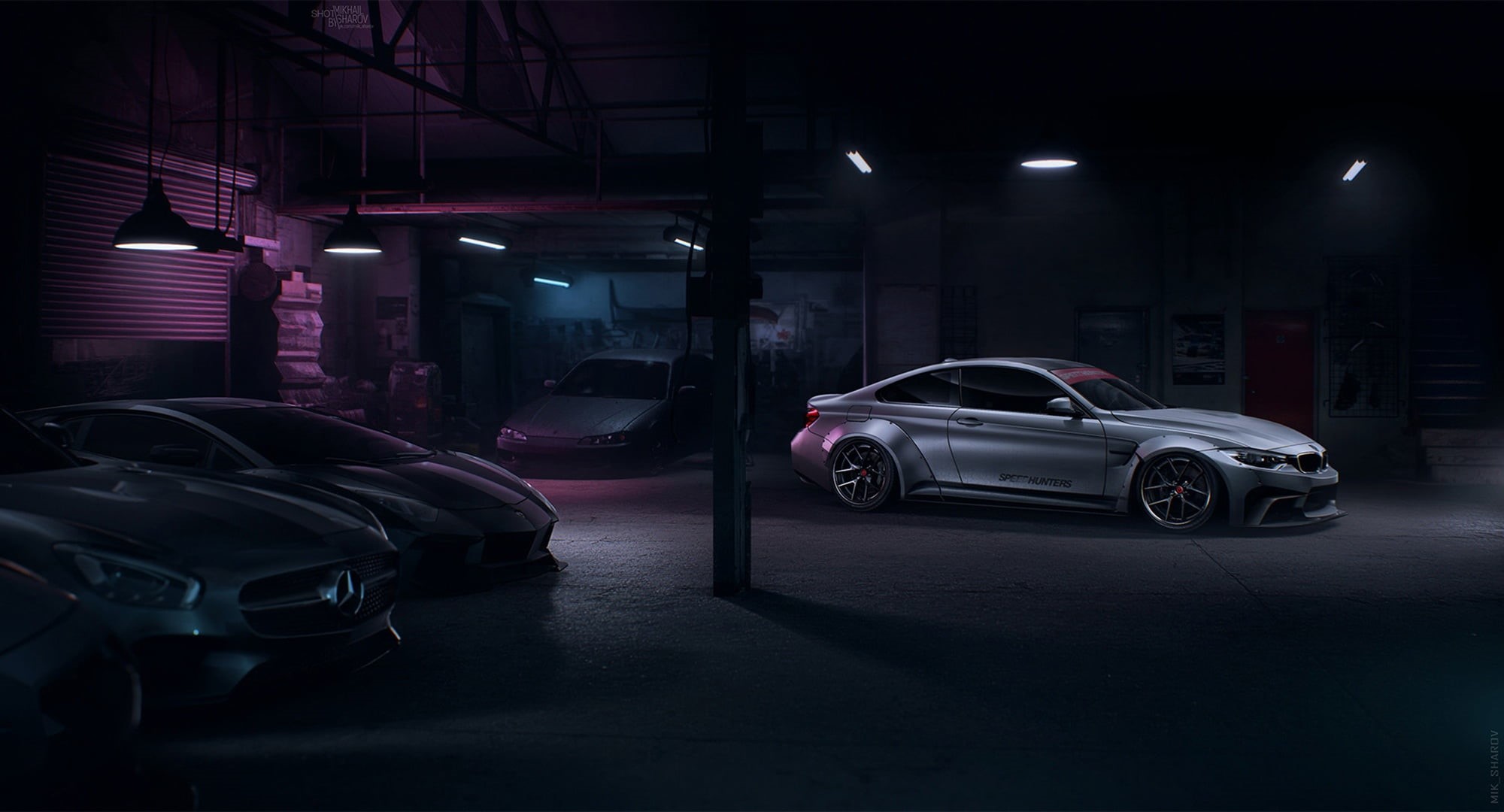 Art, Nissan, Garage, NFS, BMW, Transport and Vehicles, Lamborghini, Home, Need For Speed, Mikhail Sharov, by Mikhail Sharov, Mersedes, 1080P, HD Wallpaper