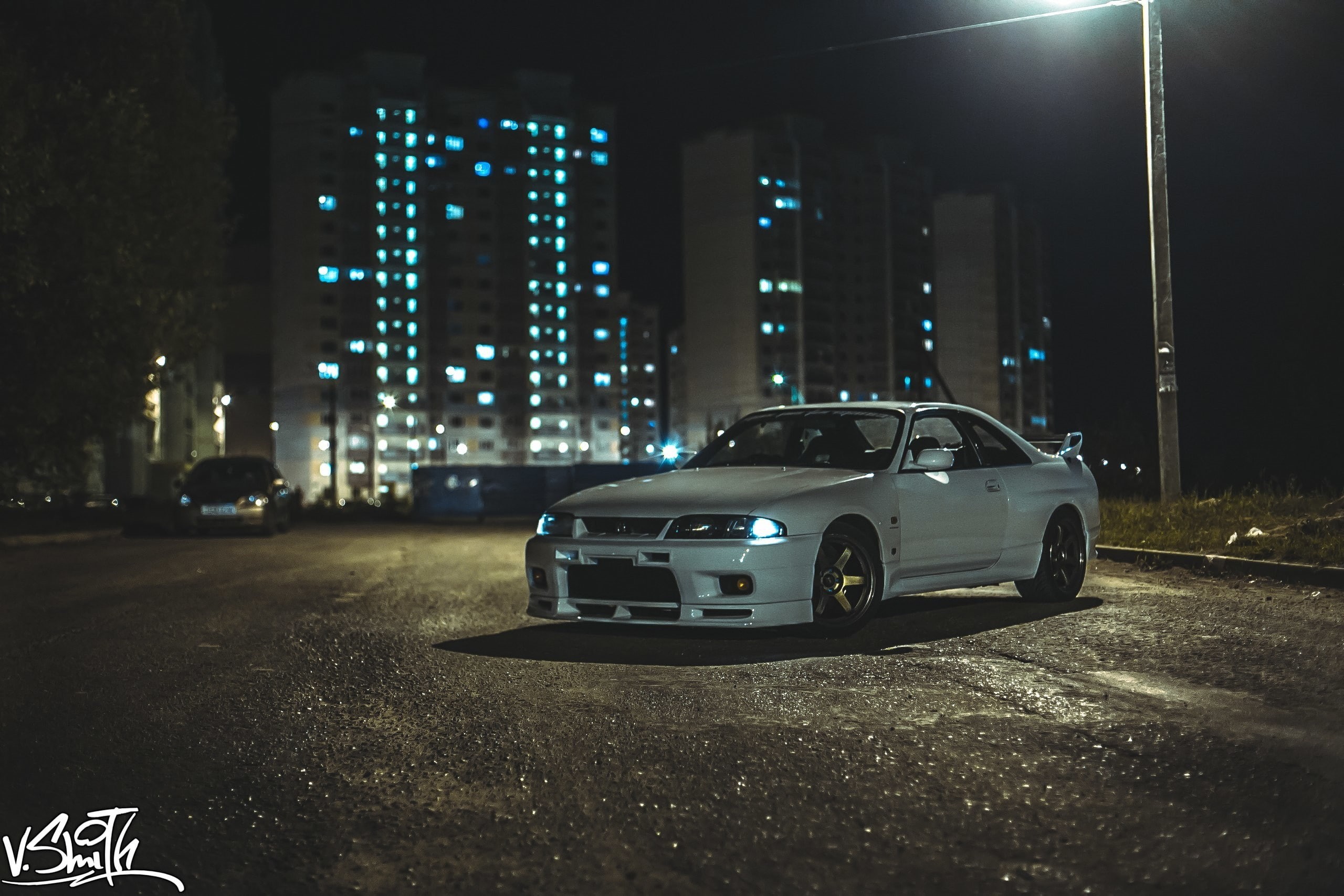 Nissan Skyline GT-R, car, lights, 2K, Nissan Skyline GT-R R33, HD Wallpaper