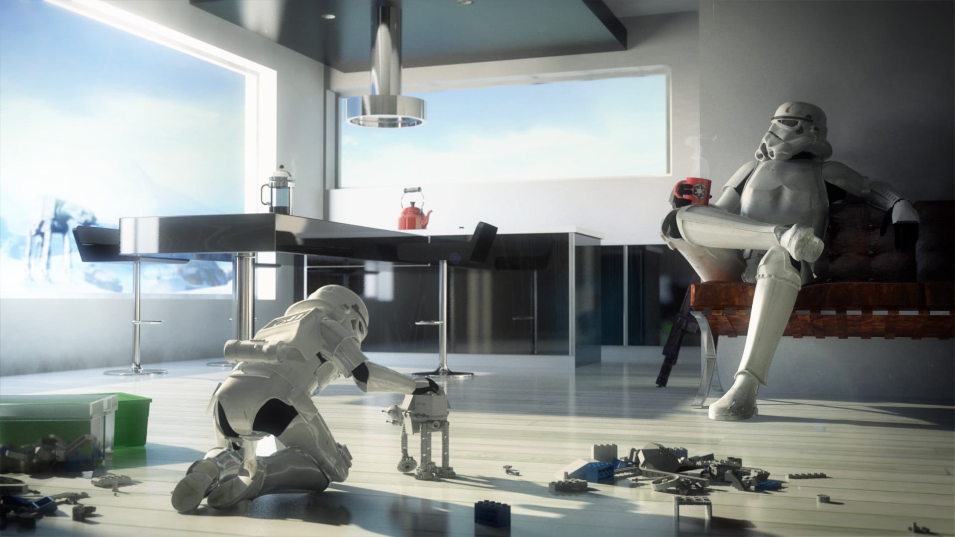 men, 1080P, digital art, sofa, exercising, creativity, real people, toy, sitting, technology, representation, futuristic, art and craft, male likeness, HD Wallpaper