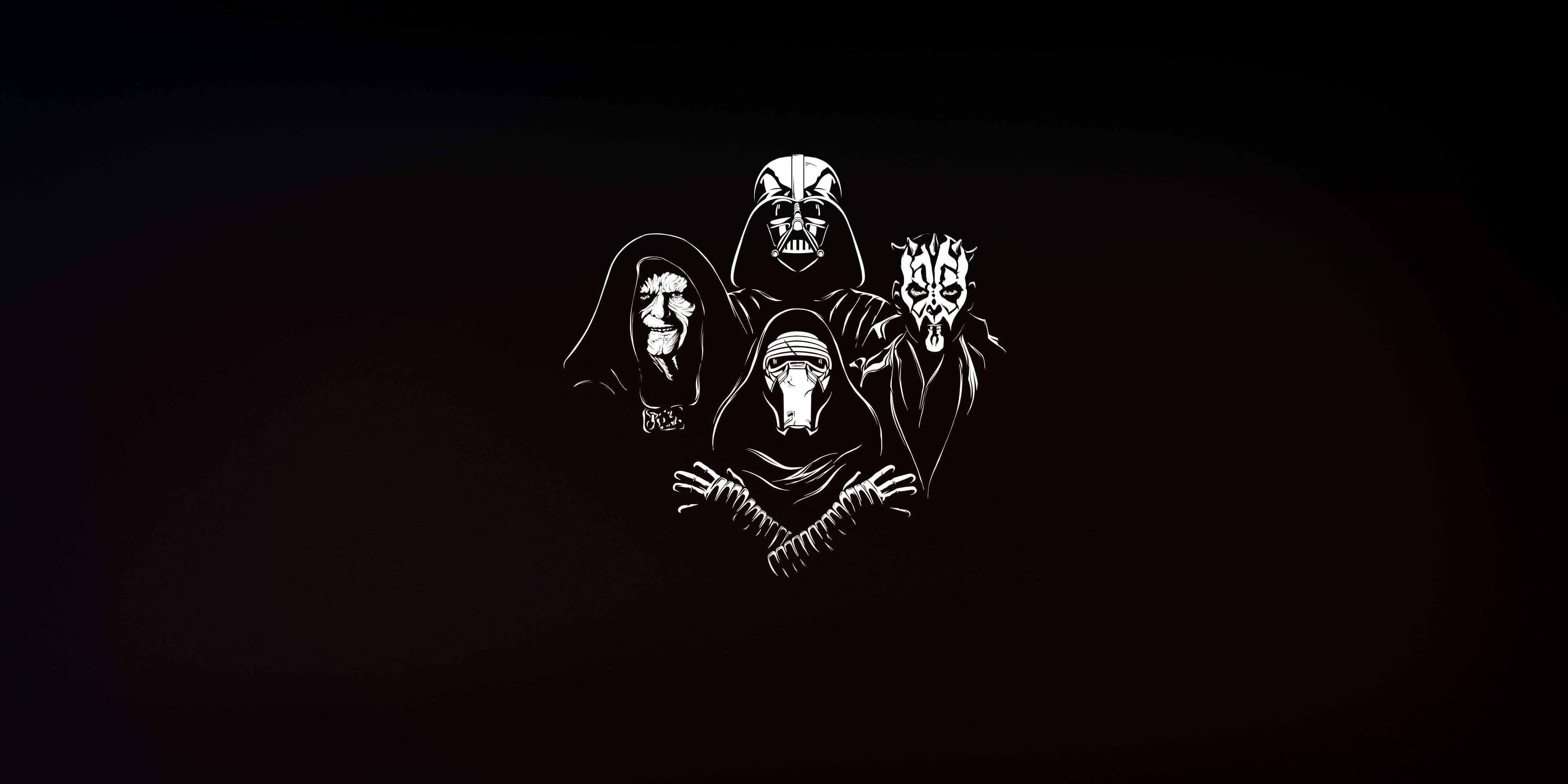 Darth Vader, Star Wars, Emperor Palpatine, artwork, Darth Maul, 4K, Kylo Ren, simple background, minimalism, Sith, HD Wallpaper