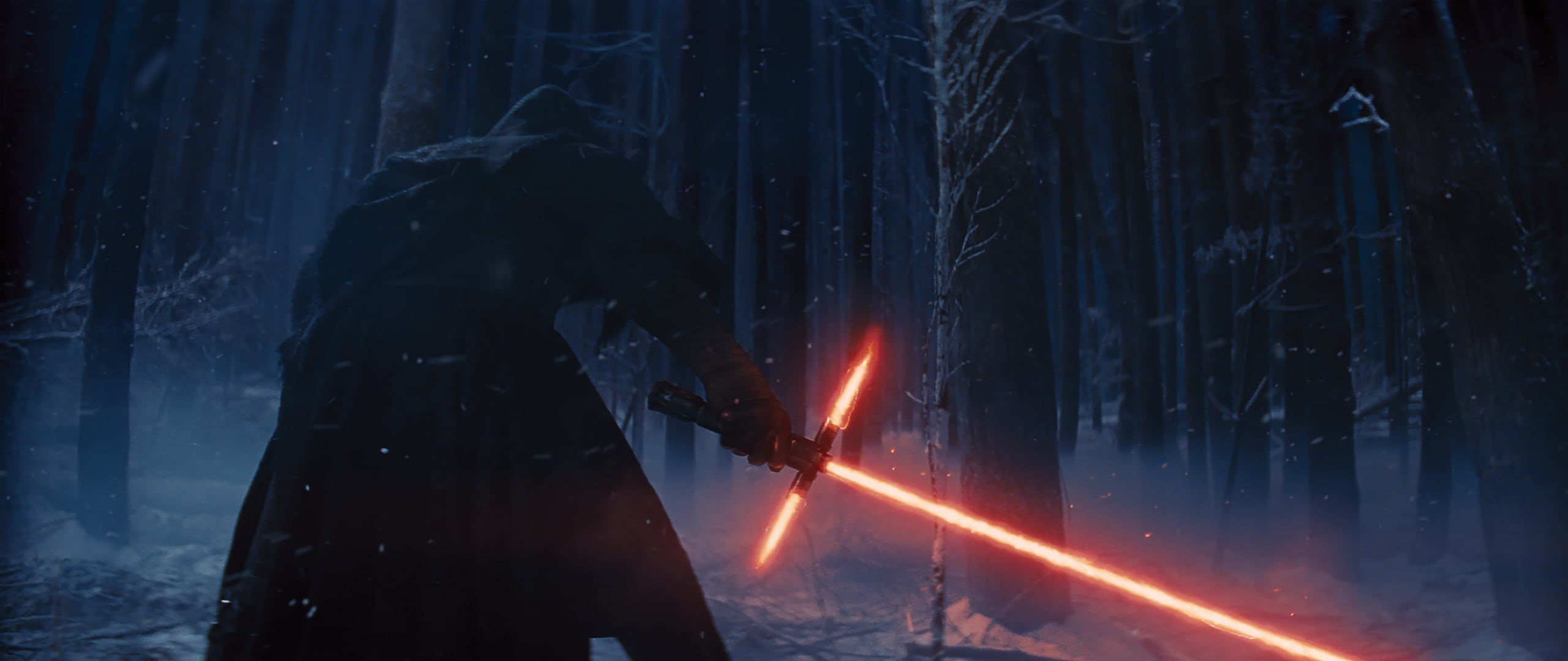 winter, communication, star, fire, snow, Kylo Ren, burning, light - Natural Phenomenon, Star Wars: The Force Awakens, nature, outdoors, forest, one person, HD Wallpaper