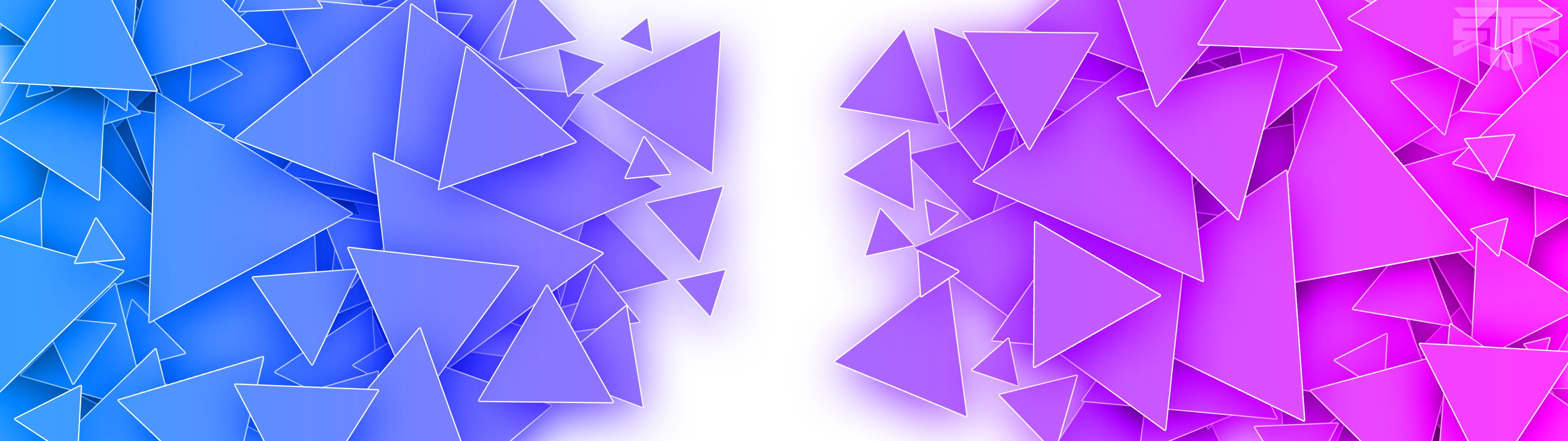 4K, abstract, dual monitors, multiple display, triangle, digital art, colorful, HD Wallpaper