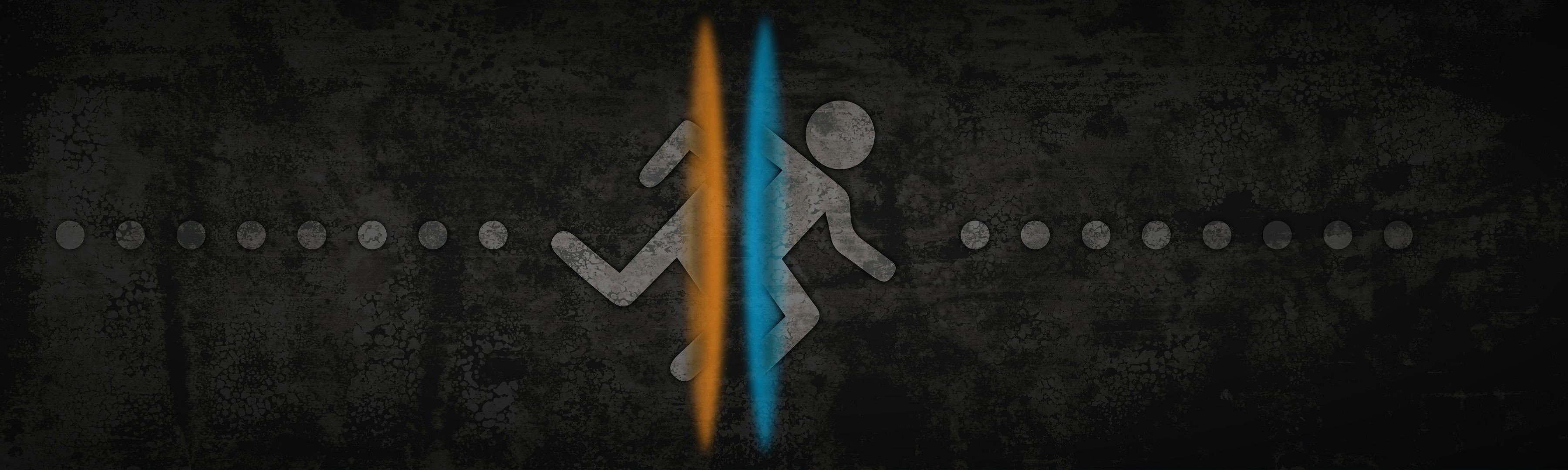 dual monitors, multiple display, Portal (game), 2K, HD Wallpaper