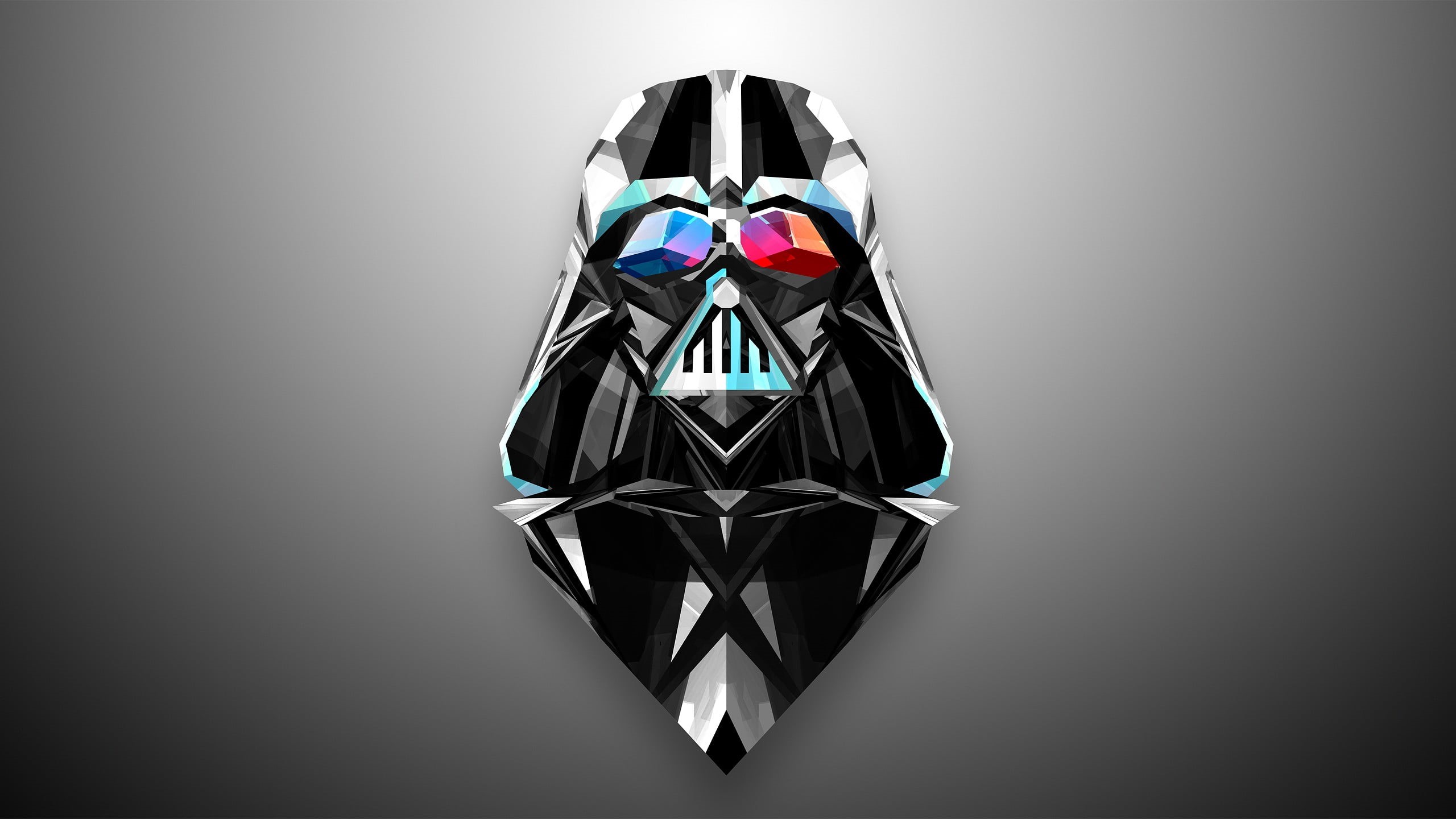 gradient, metallic, artwork, precious gem, close-up, chrome, isolated, shiny, geometry, futuristic, gemstone, front view, jewelry, symmetry, Darth Vader, HD Wallpaper