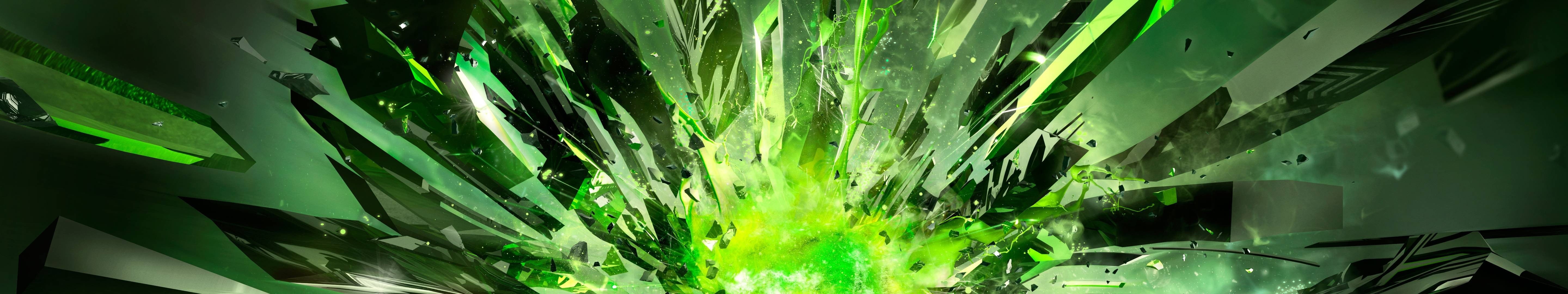  technology, panoramic, science, explosion, Nvidia, fluorescent, multiple display, nature, growth, futuristic, black, healthcare and medicine, HD Wallpaper