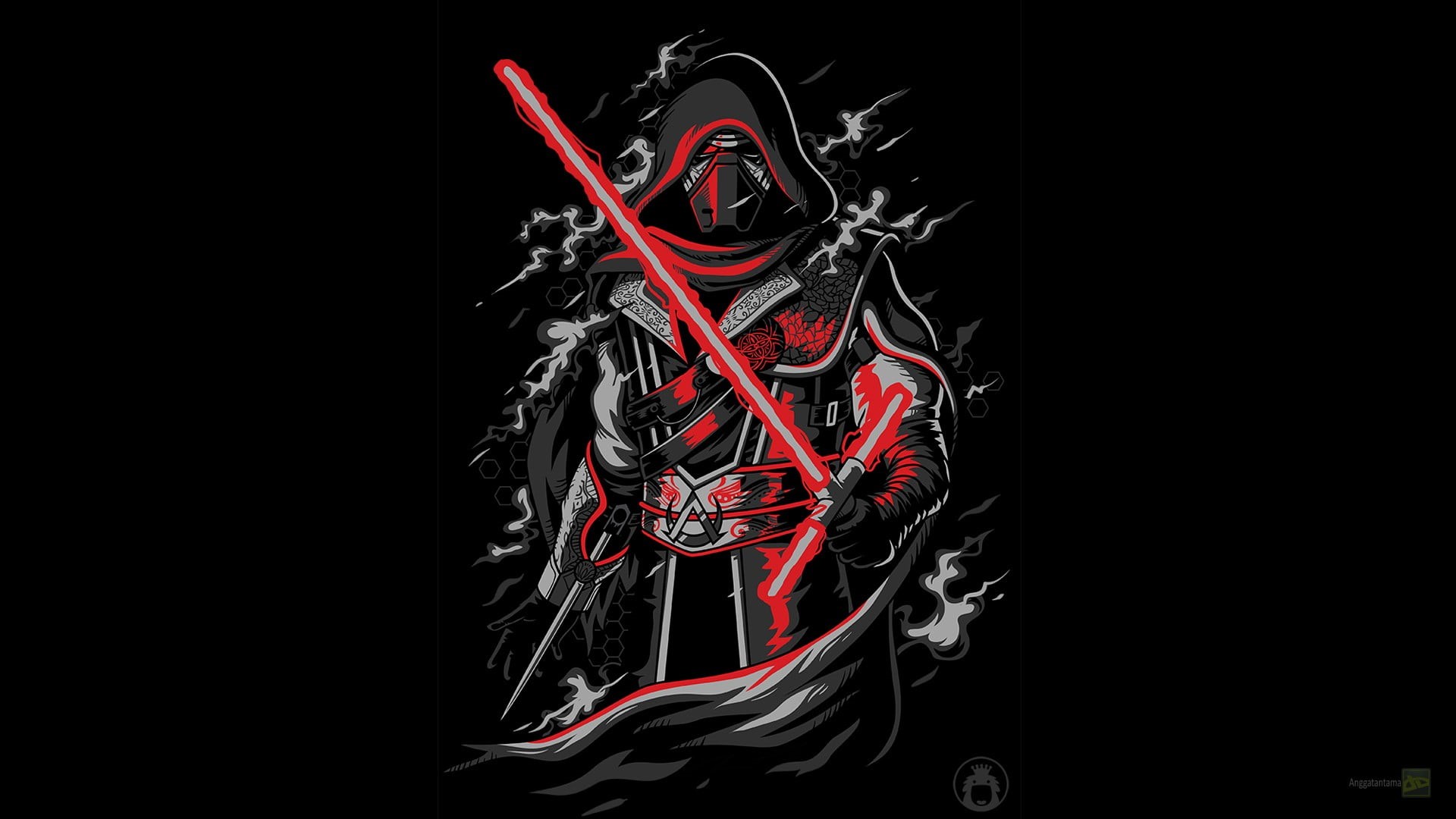 pattern, front view, 1080P, creativity, illuminated, digital composite, representation, clothing, one person, red, portrait, wars, ren, star, HD Wallpaper