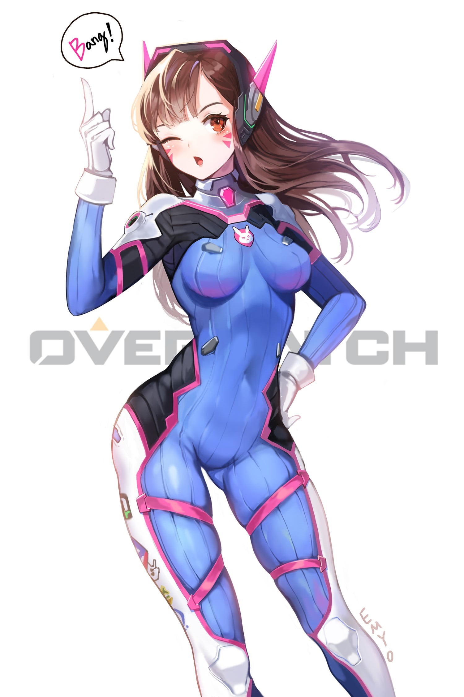 portrait, young women, bodysuit, red eyes, D.Va (Overwatch), vector, human arm, headphones, backgrounds, computer Graphic, beautiful woman, women, blond hair, Phone HD Wallpaper