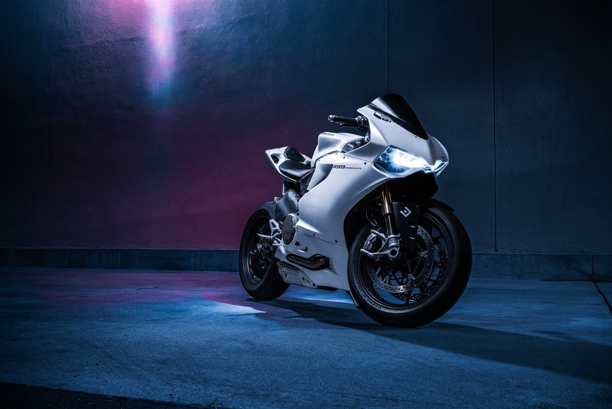 Ducati 1199, single object, indoors, toy, spotlight, night, side view, bike, city, illuminated, sports, chrome, transportation, architecture, stationary, HD Wallpaper