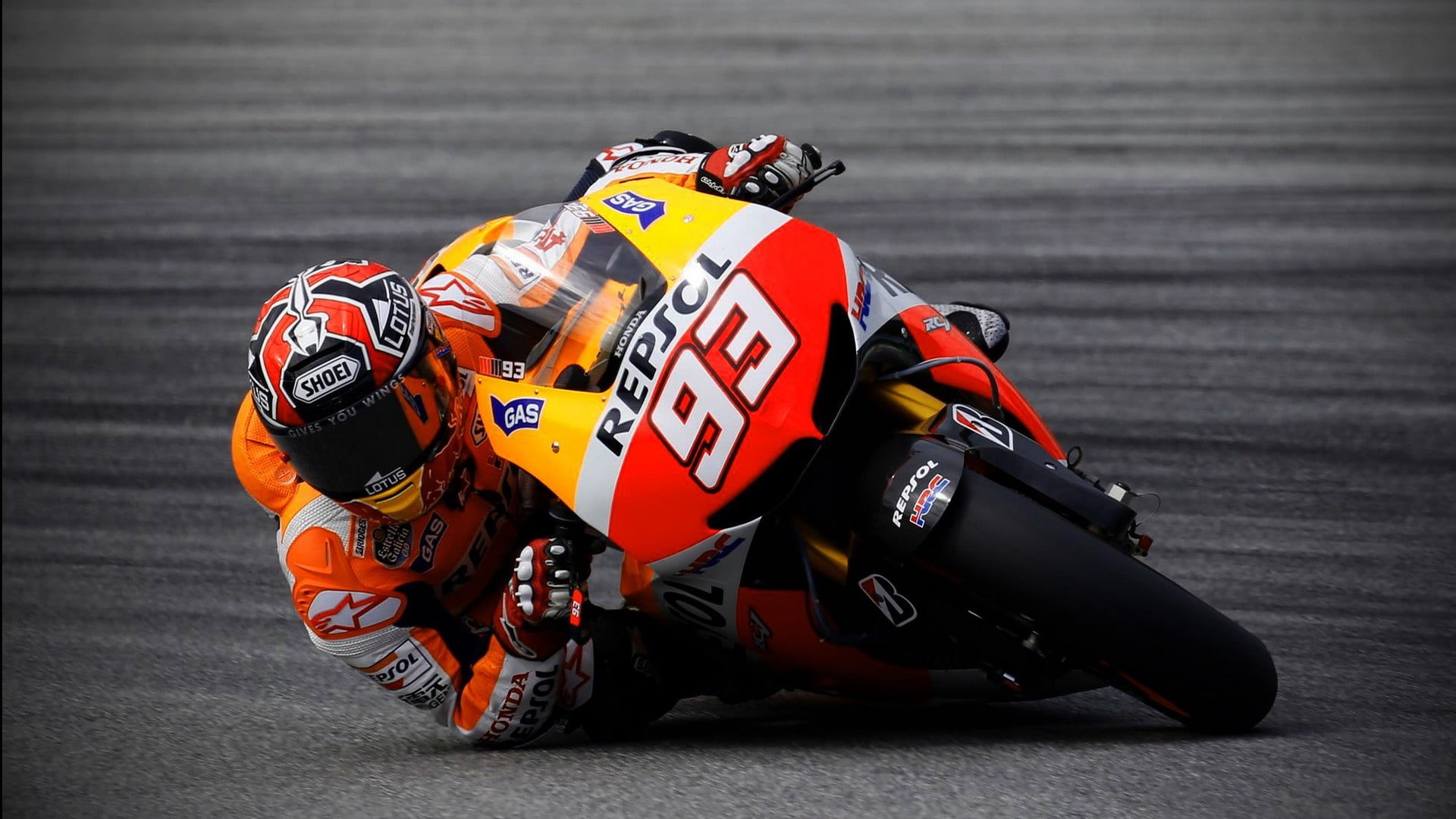 car, yellow, 1080P, headwear, real people, sport , motorcycle racing, safety, sports race, aggression, competition, sports, biker, Marc Marquez, vehicle, HD Wallpaper