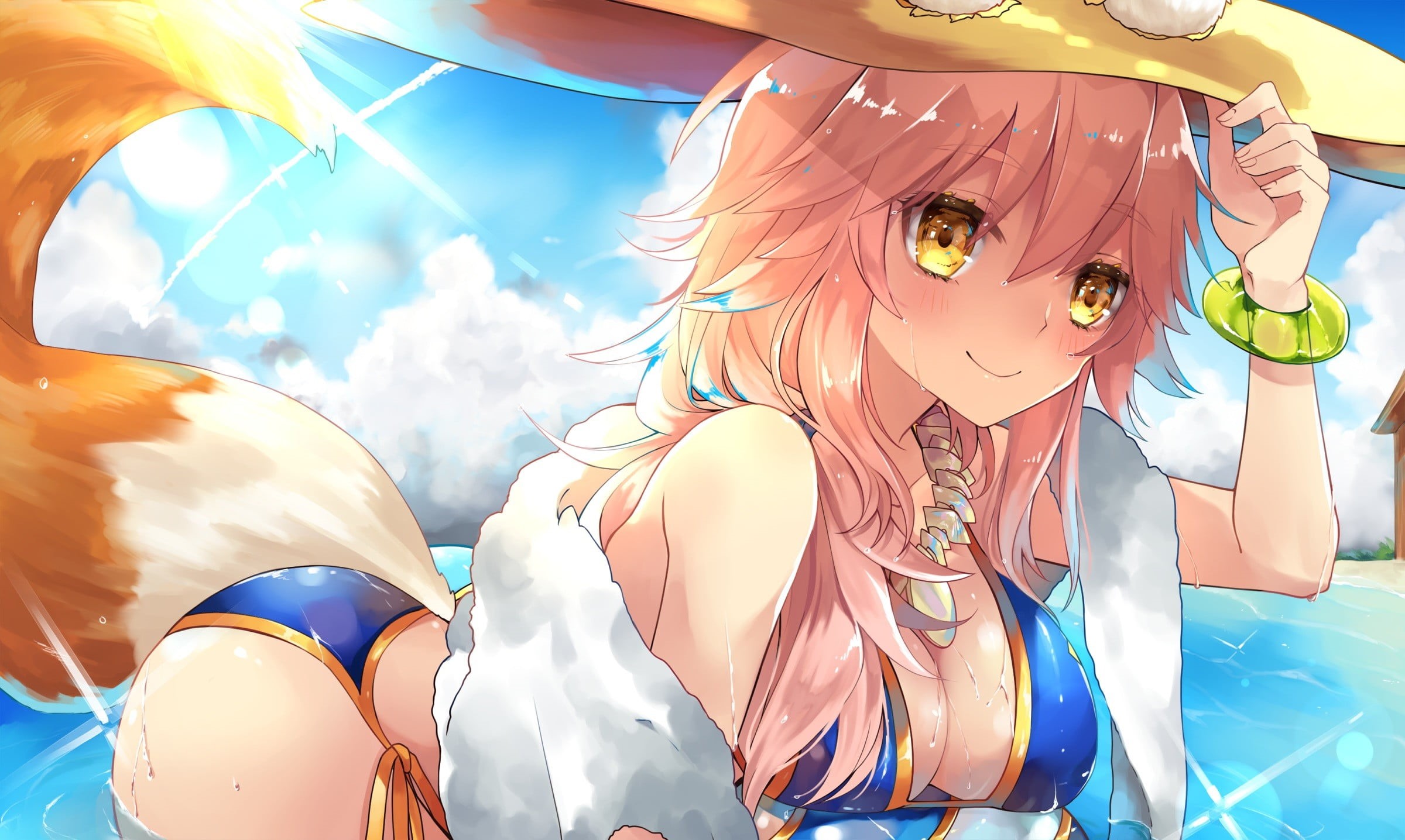 digital, 1080P, tail, decoration, Caster (Fate/Extra), art and craft, female, sculpture, anime girls, outdoors, Fate/Extra, close-up, fox girl, focus on foreground, HD Wallpaper