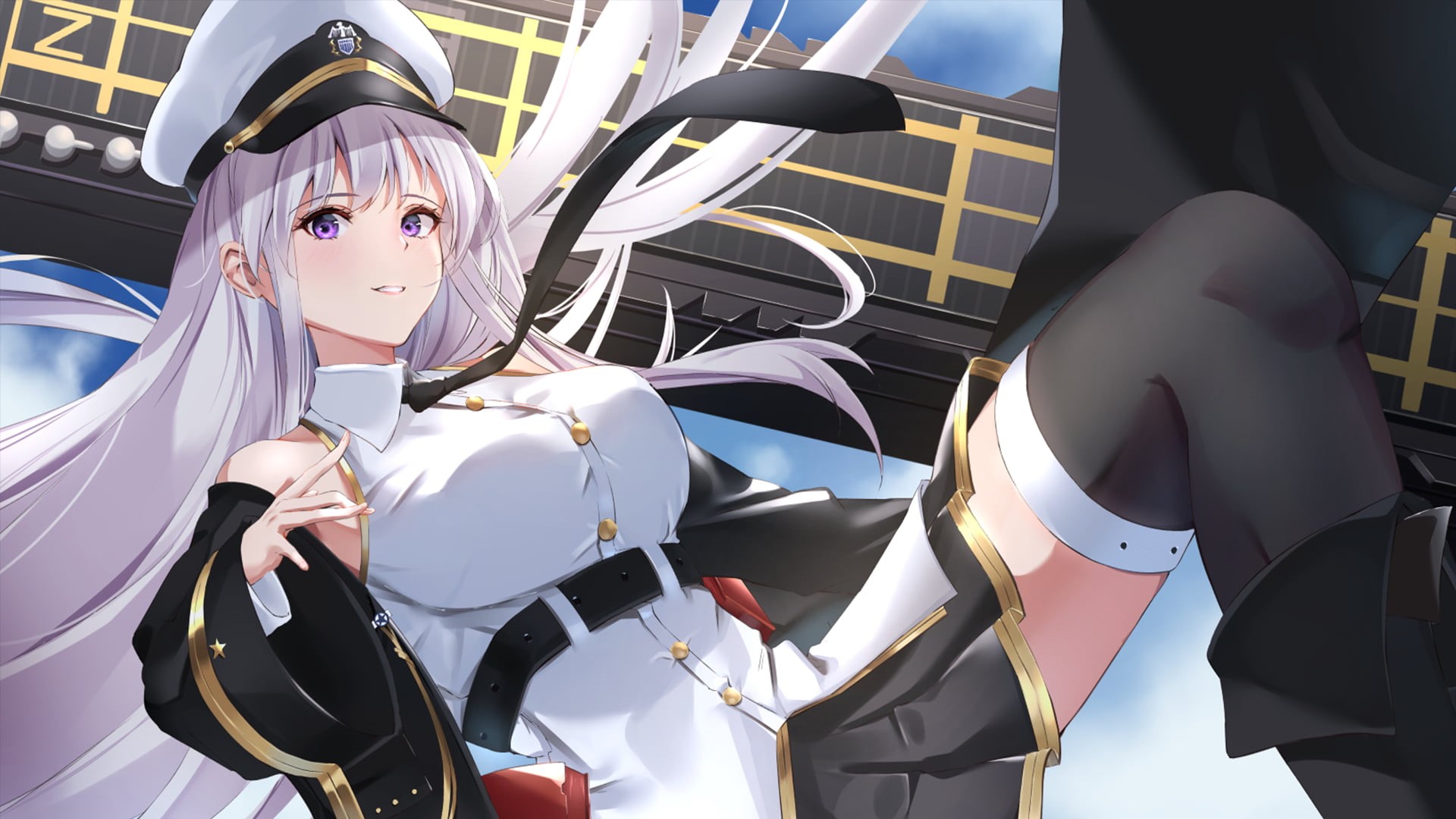 Anime, 1080P, White Hair, Purple Eyes, Azur Lane, Enterprise (Azur Lane), Long Hair, HD Wallpaper