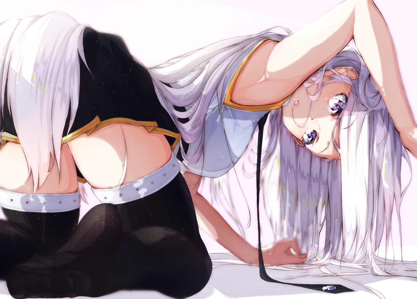 azur, zettai, tie, indoors, fashion, (azur, 262699, skirt, purple, long, young adult, casual clothing, costume, hairstyle, 720P, lane), waist up, eyes, HD Wallpaper