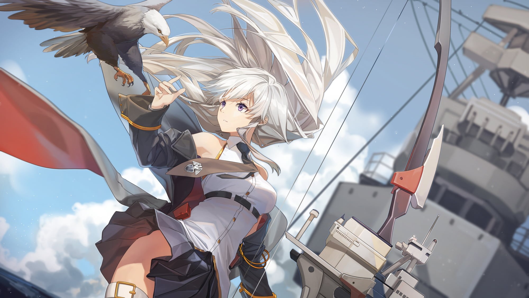 Azur Lane, Eagle, Anime, White Hair, 1080P, Enterprise (Azur Lane), Uniform, HD Wallpaper