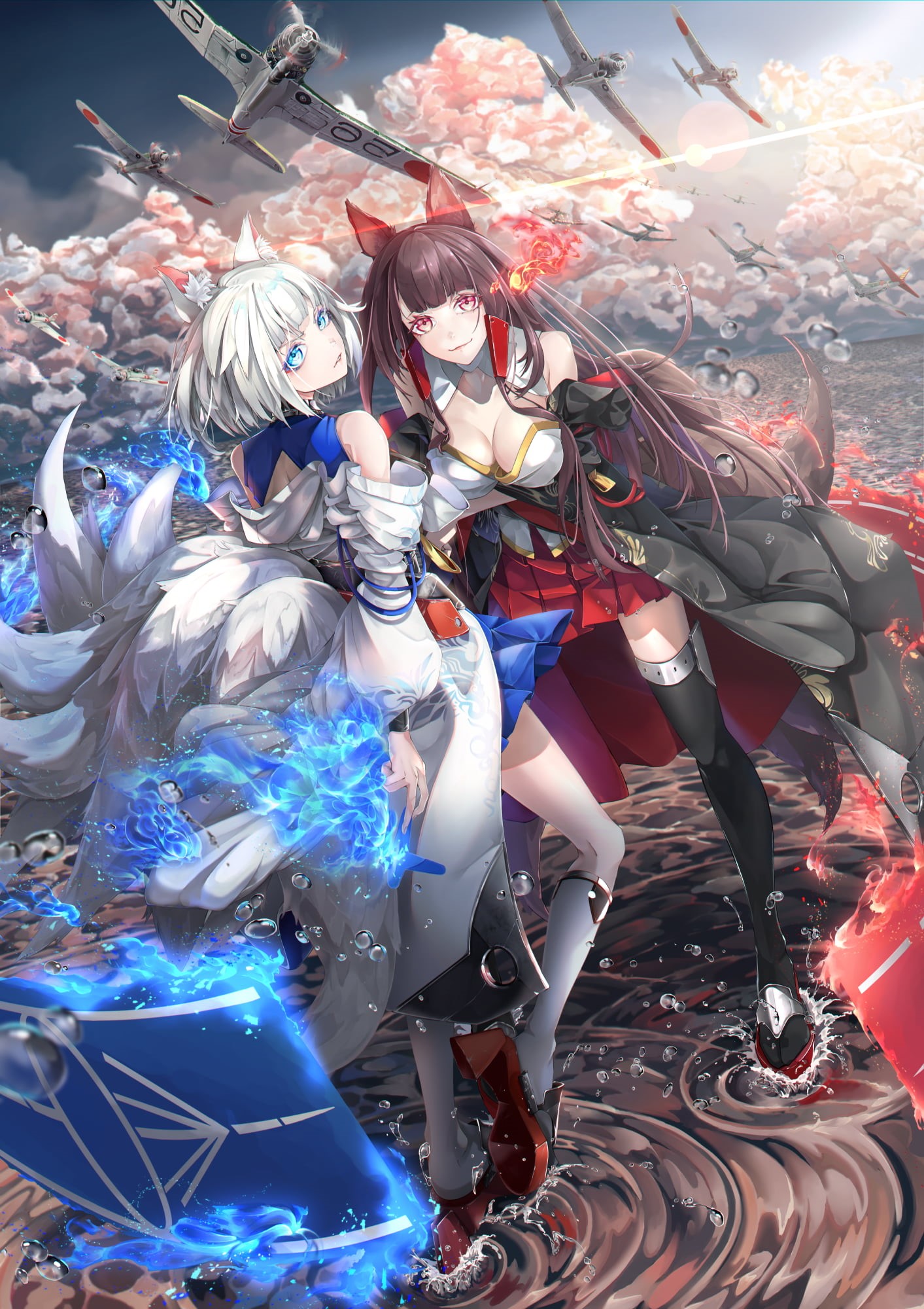 1080P, Akagi (Azur Lane), Kaga (Azur Lane), Azur Lane, anime, anime girls, Phone HD Wallpaper