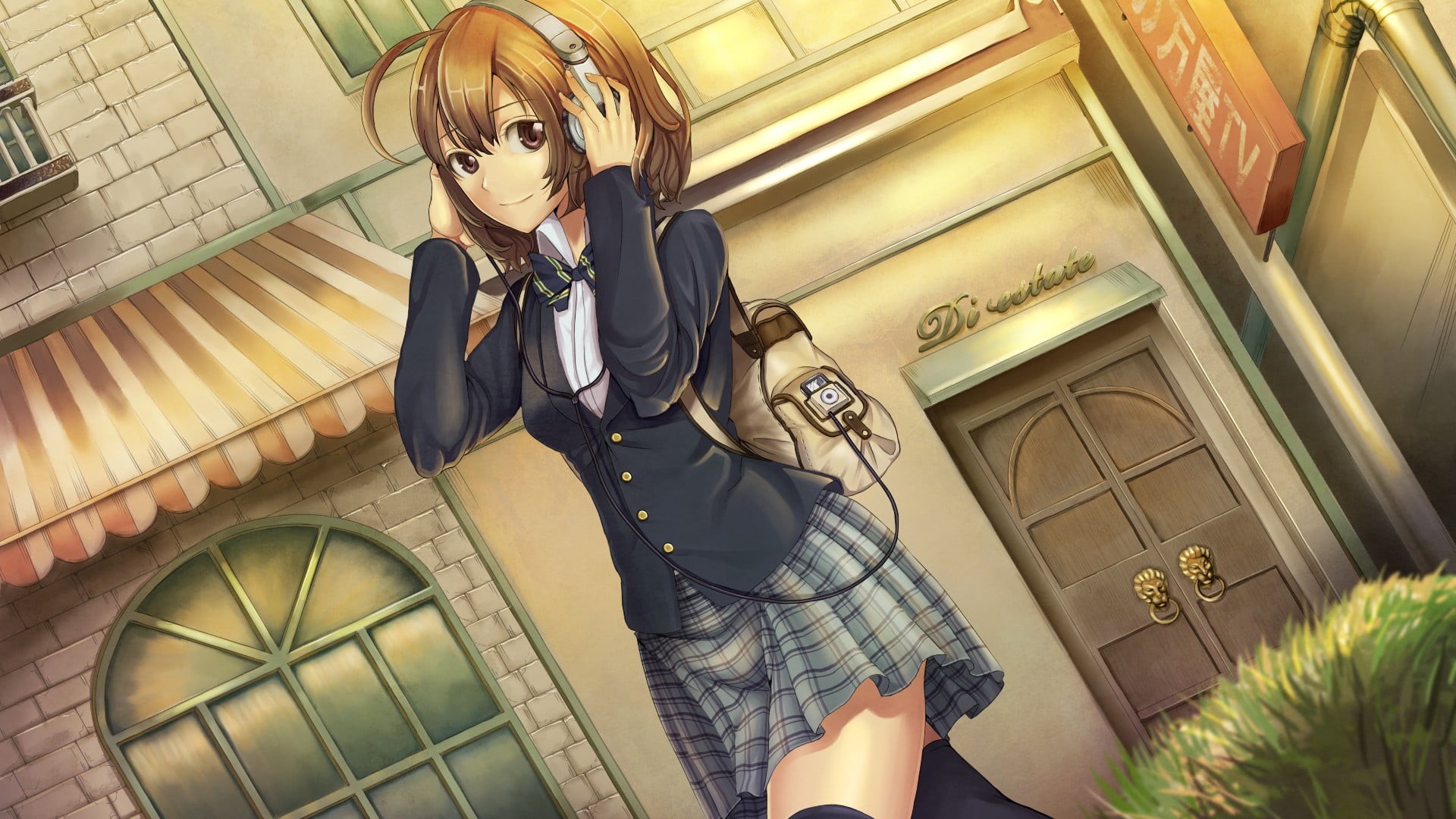 short, clothing, short hair, well-dressed, women, looking at camera, 1080P, standing, business, anime girls, original characters, architecture, portrait, HD Wallpaper