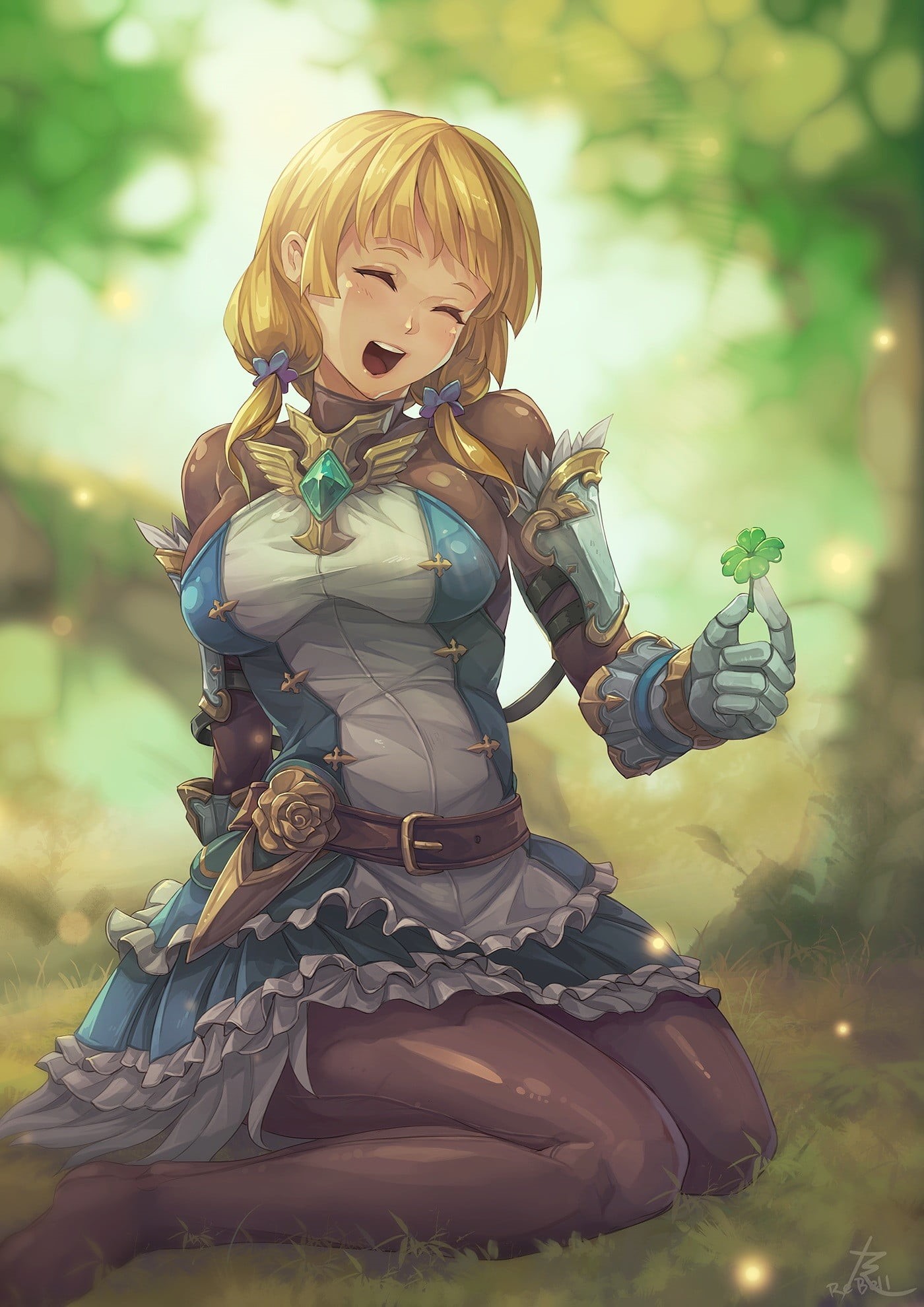 full length, anime girls, hairstyle, childhood, character, outdoors, women, anime, clovers, nature, girl, child, representation, hair, blond hair, one person, Phone HD Wallpaper