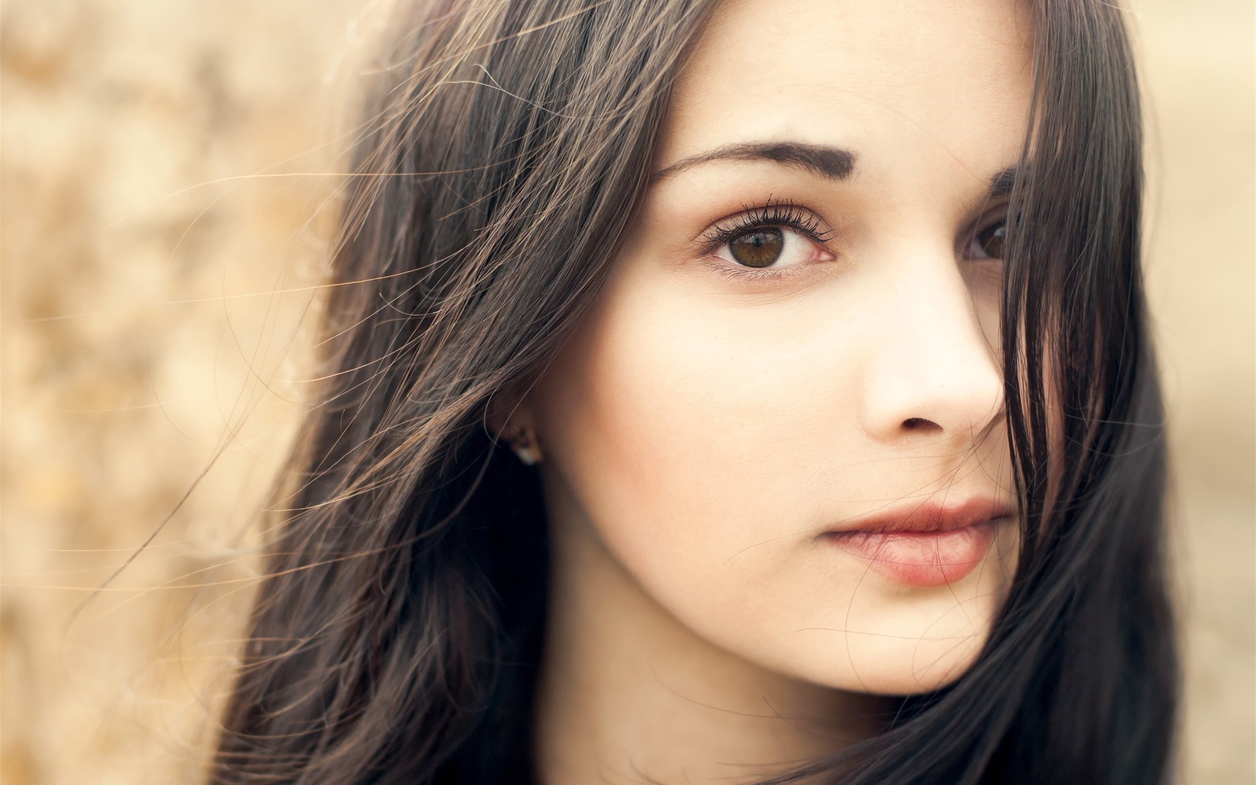 woman, 2K, s, Beautiful, Brown, Long, Girl, black, Eyes, Hair, HD Wallpaper