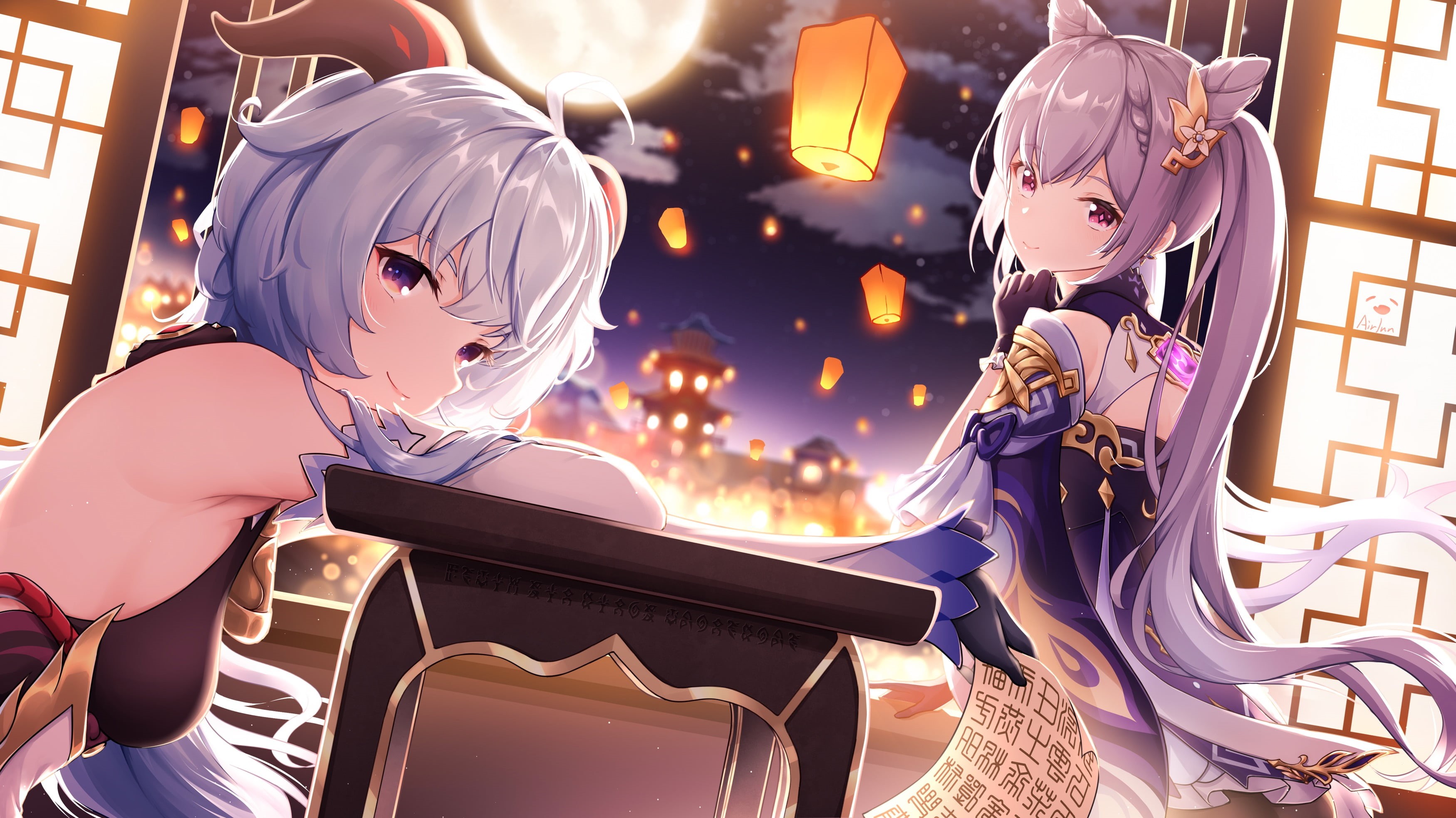 2K, Genshin Impact, anime girls, keqing (genshin impact), Ganyu (Genshin Impact), HD Wallpaper