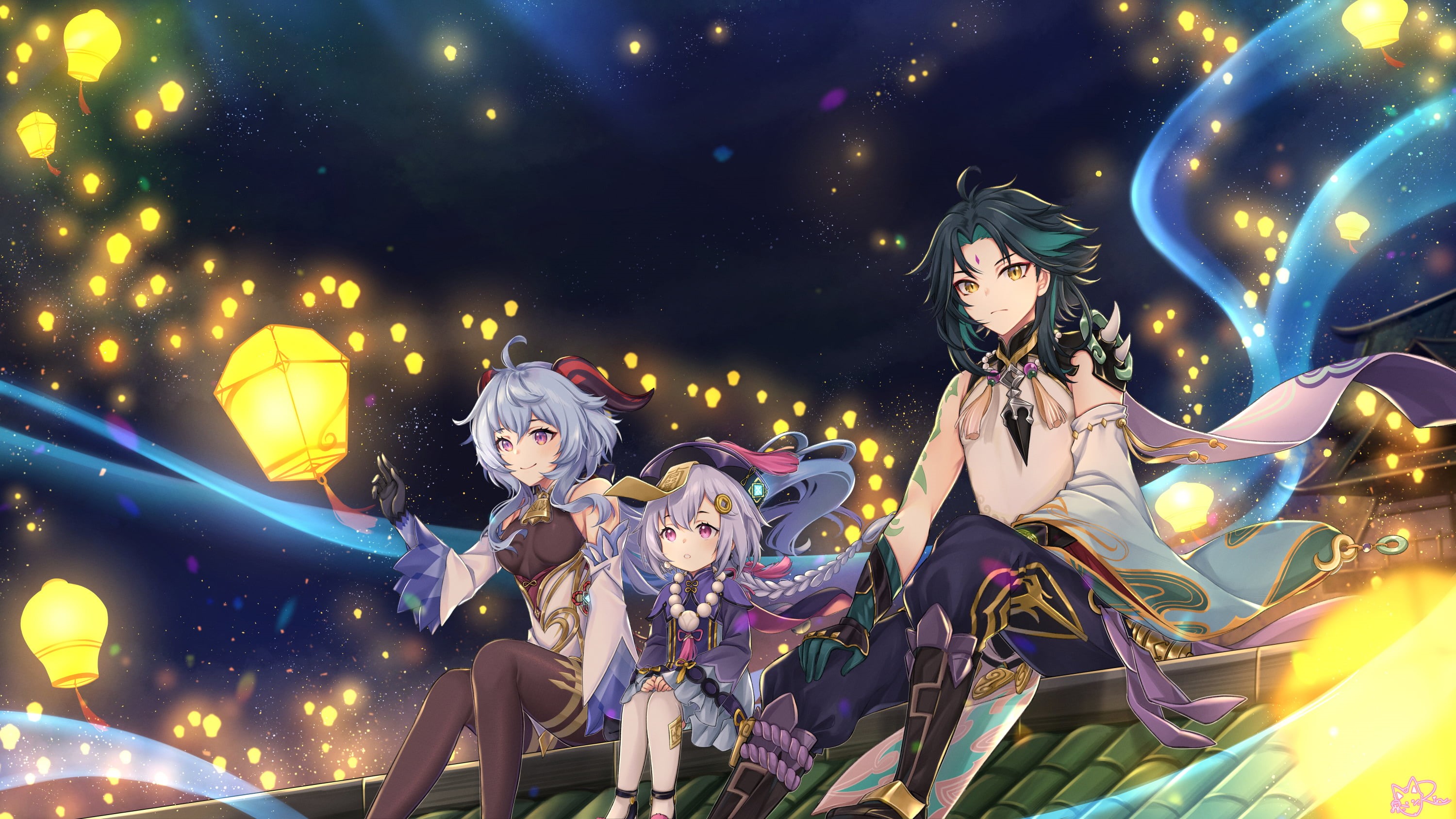 keqing (genshin impact), Xiao(Genshin Impact), 2K, Genshin Impact, Qiqi (Genshin Impact), Ganyu (Genshin Impact), HD Wallpaper