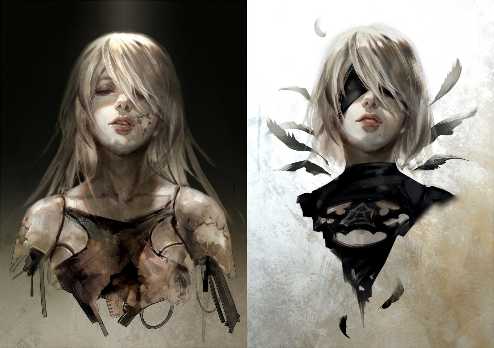 YoRHa No.2 Type B, Video Game, Short Hair, NieR: Automata, 1080P, YoRHa Type A No.2, Girl, White Hair, HD Wallpaper