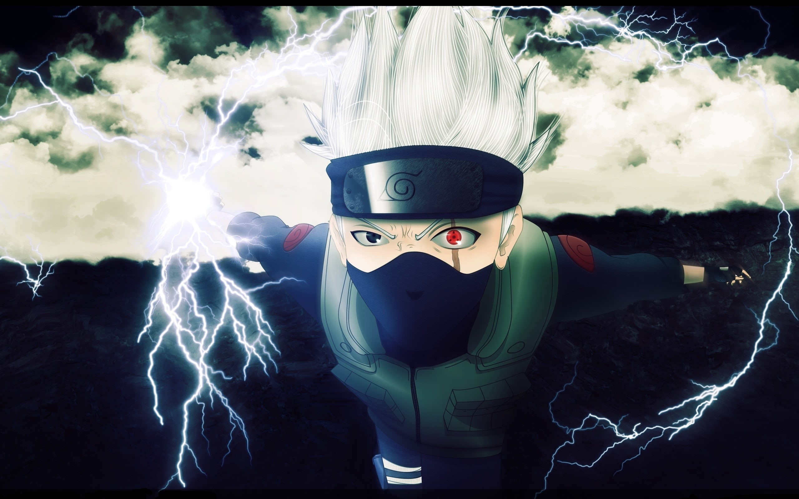 hd, naruto, Naruto: Shippuden, Sharingan, art, chidori, anime, hatake, x, 2K, shippuden, kakashi, HD Wallpaper