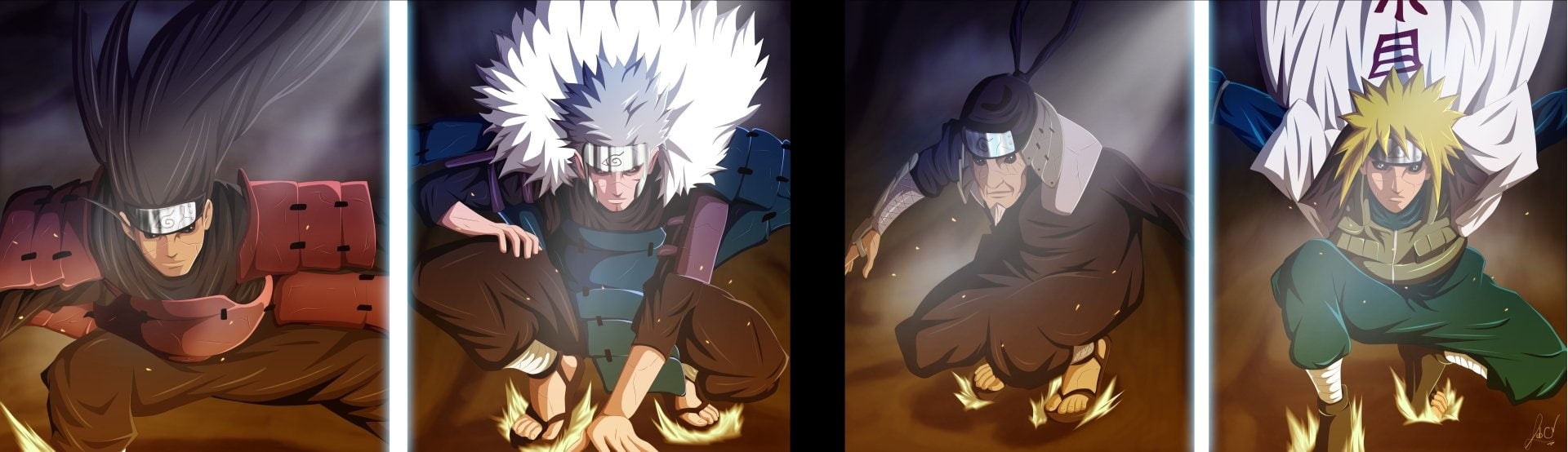 Naruto, Minato Namikaze, Hashirama Senju, Tobirama Senju, Anime, Hiruzen Sarutobi, 1080P, HD Wallpaper