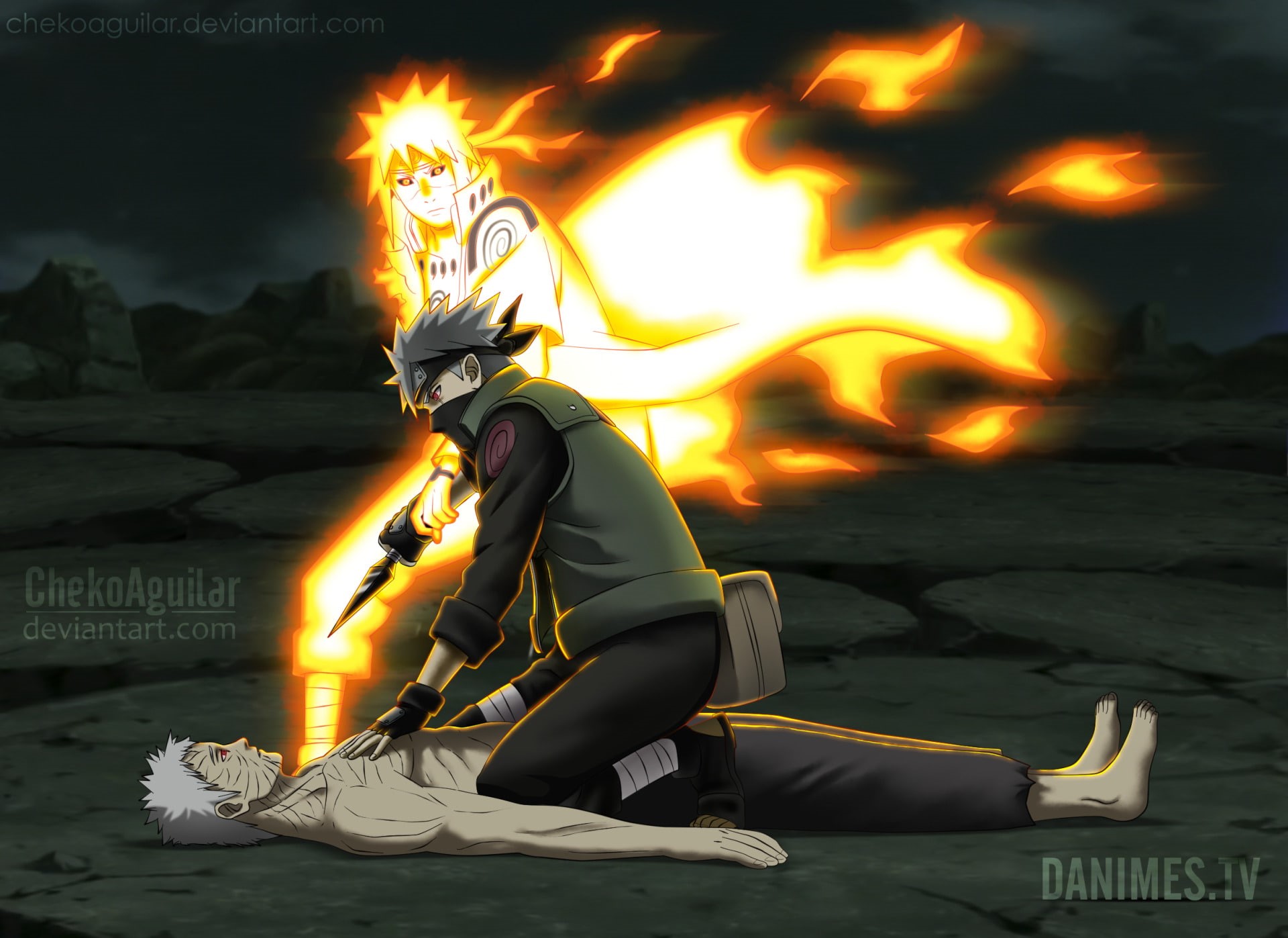 Naruto, Kakashi Hatake, Obito Uchiha, Minato Namikaze, Anime, 1080P, HD Wallpaper