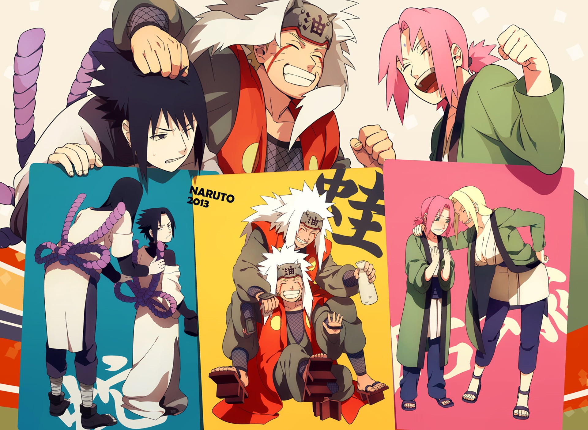 human representation, Orochimaru (Naruto), sakura, Naruto, creativity, art and craft, group of people, male likeness, Sasuke Uchiha, 1080P, HD Wallpaper