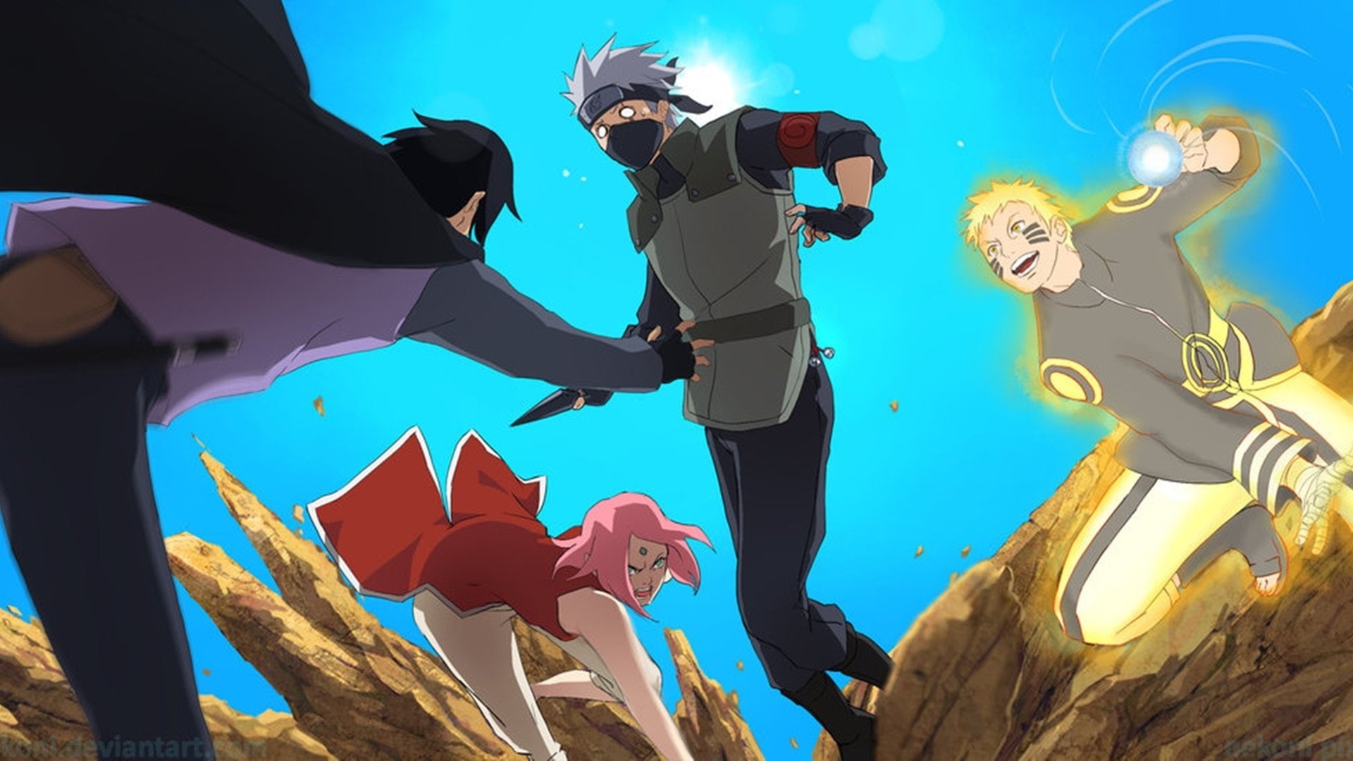 Anime, Naruto, Kakashi Hatake, shippuden, Naruto Uzumaki, Sasuke Uchiha, Sakura Haruno, 1080P, team, HD Wallpaper